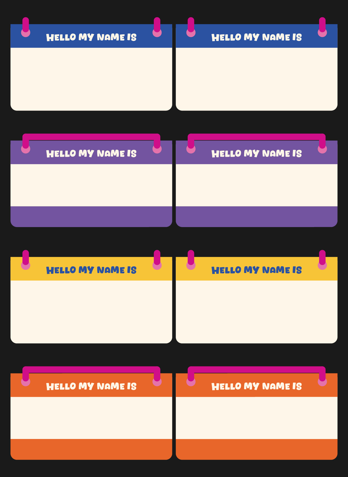 Printable Preschool Desk Name Tags