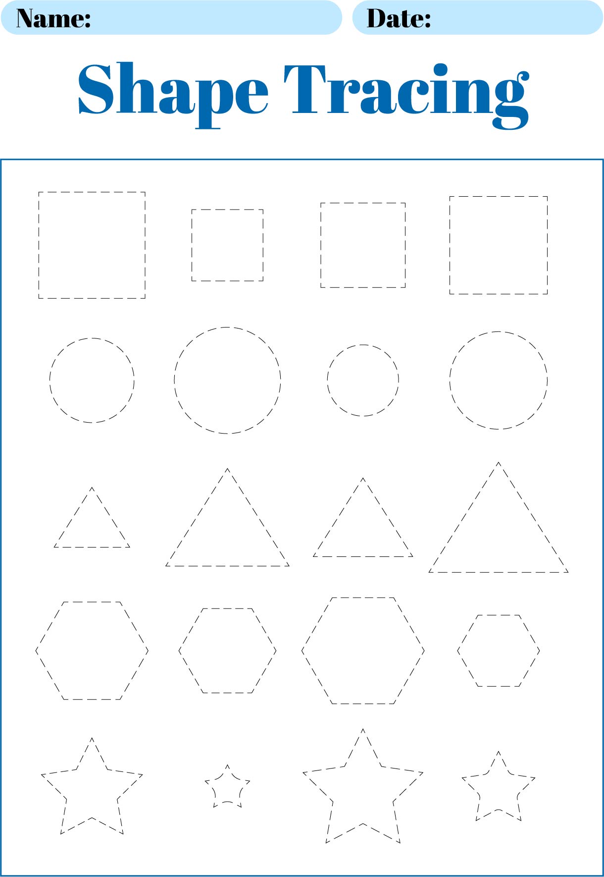 Printable Preschool Tracing Worksheets