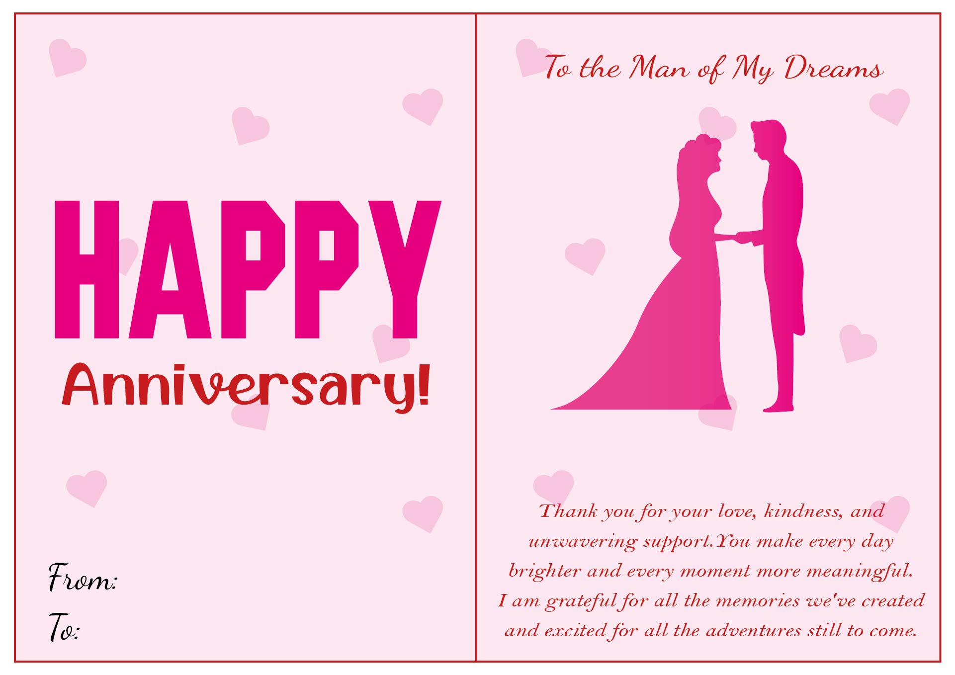 Printable Romantic Anniversary Cards for Husband