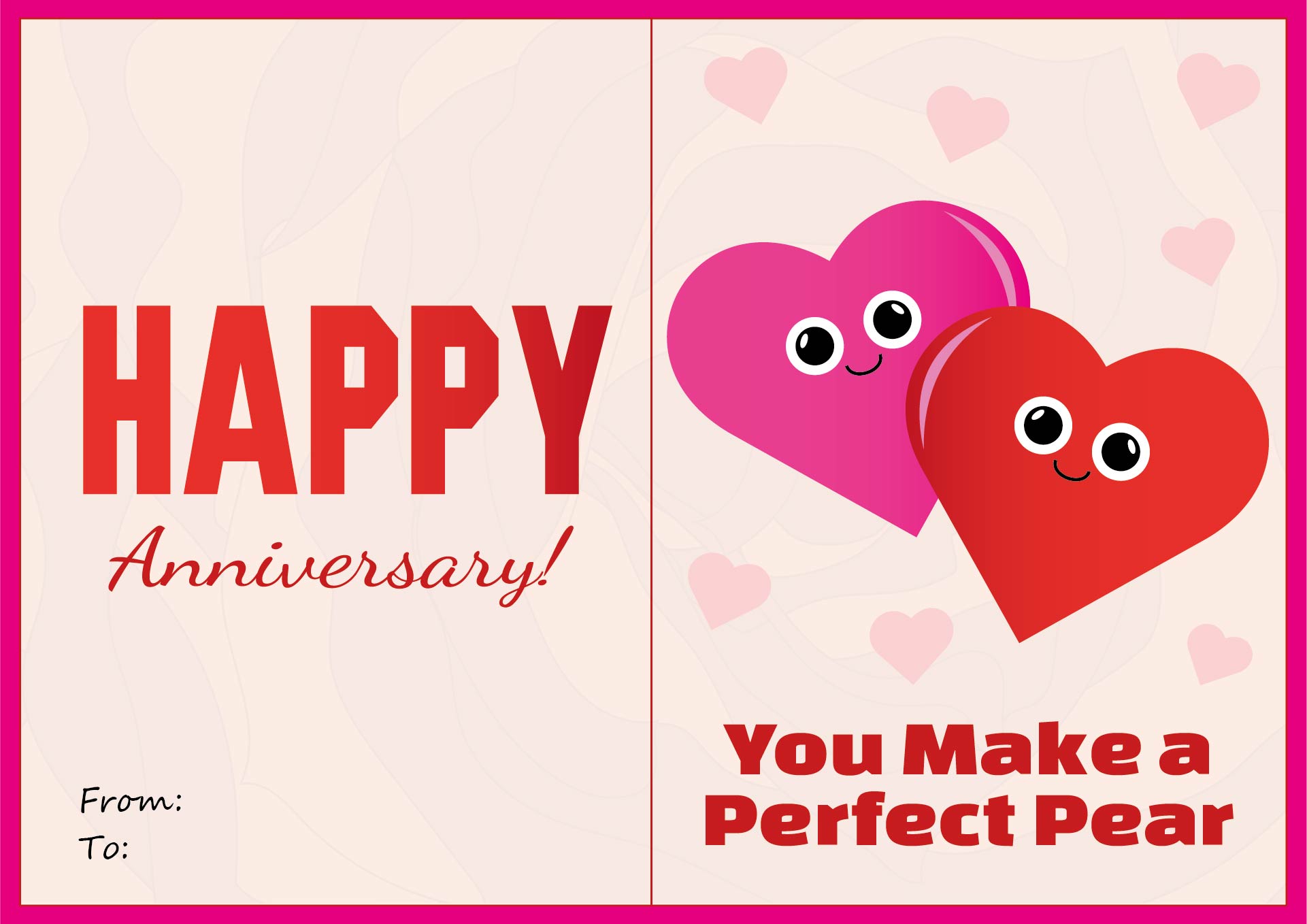 Printable Romantic First Anniversary Cards
