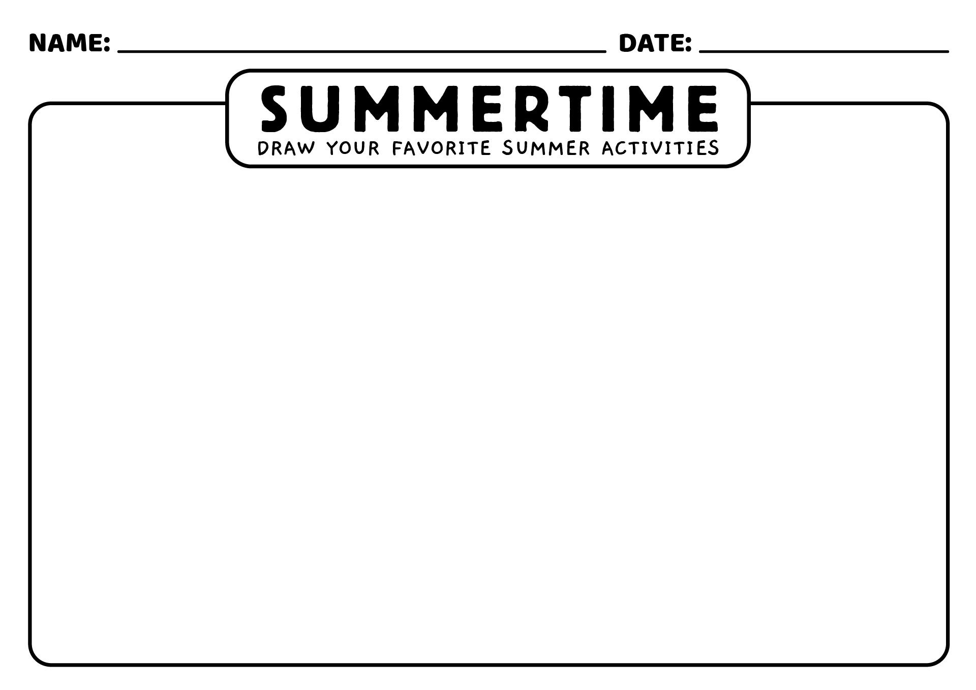 Printable Summer Activity Sheets