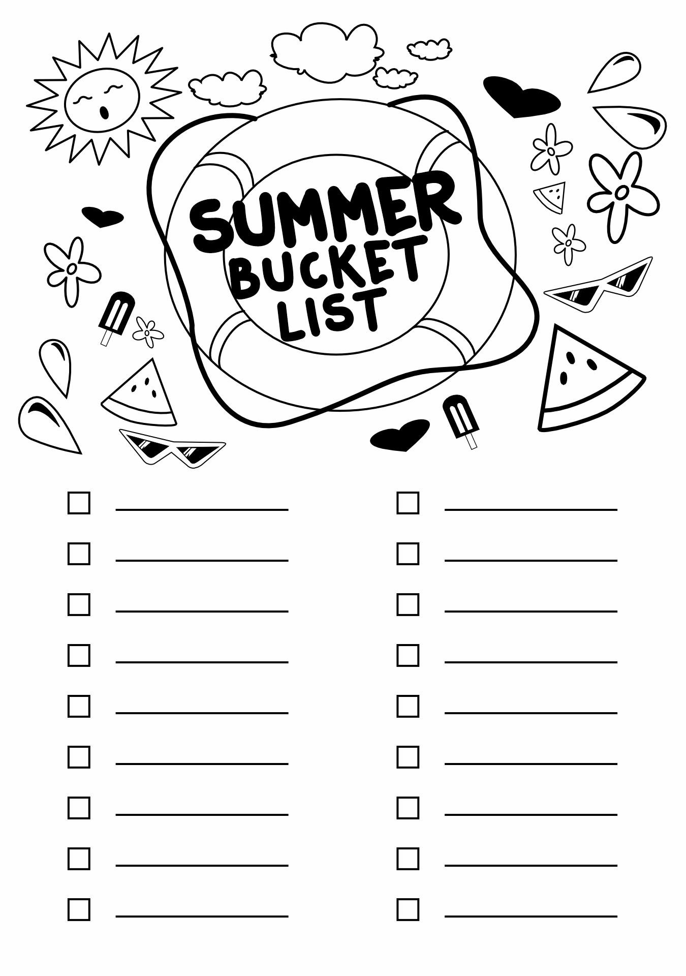 Printable Summer Bucket List for Seniors