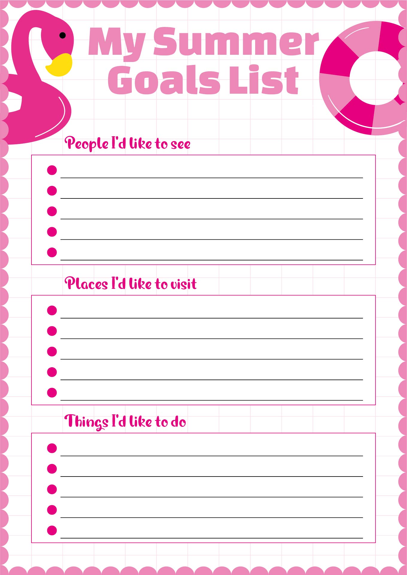 Printable Summer Goals Journal