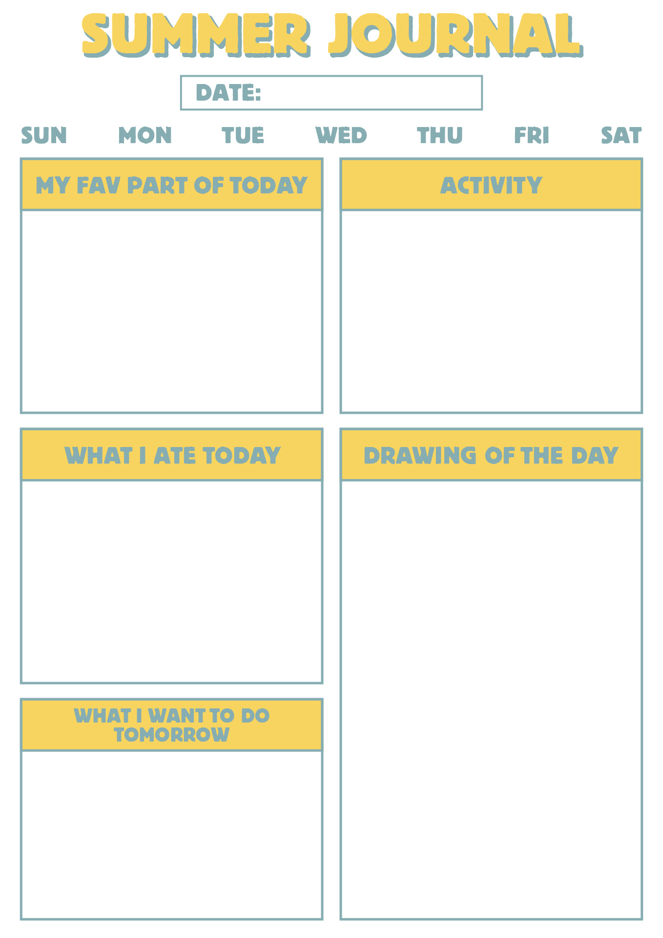 Printable Summer Journal Pages
