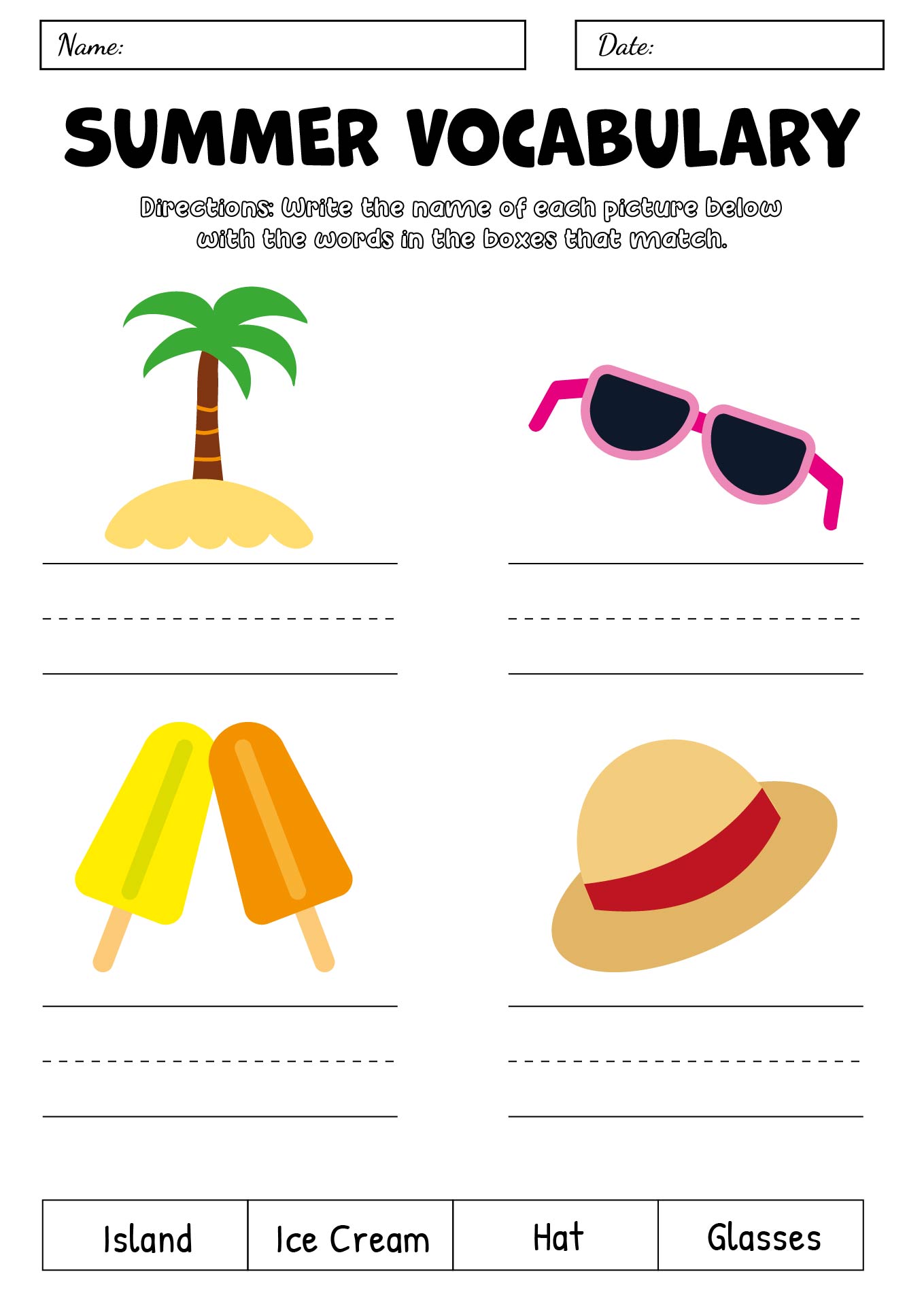 Printable Summer Theme Worksheets