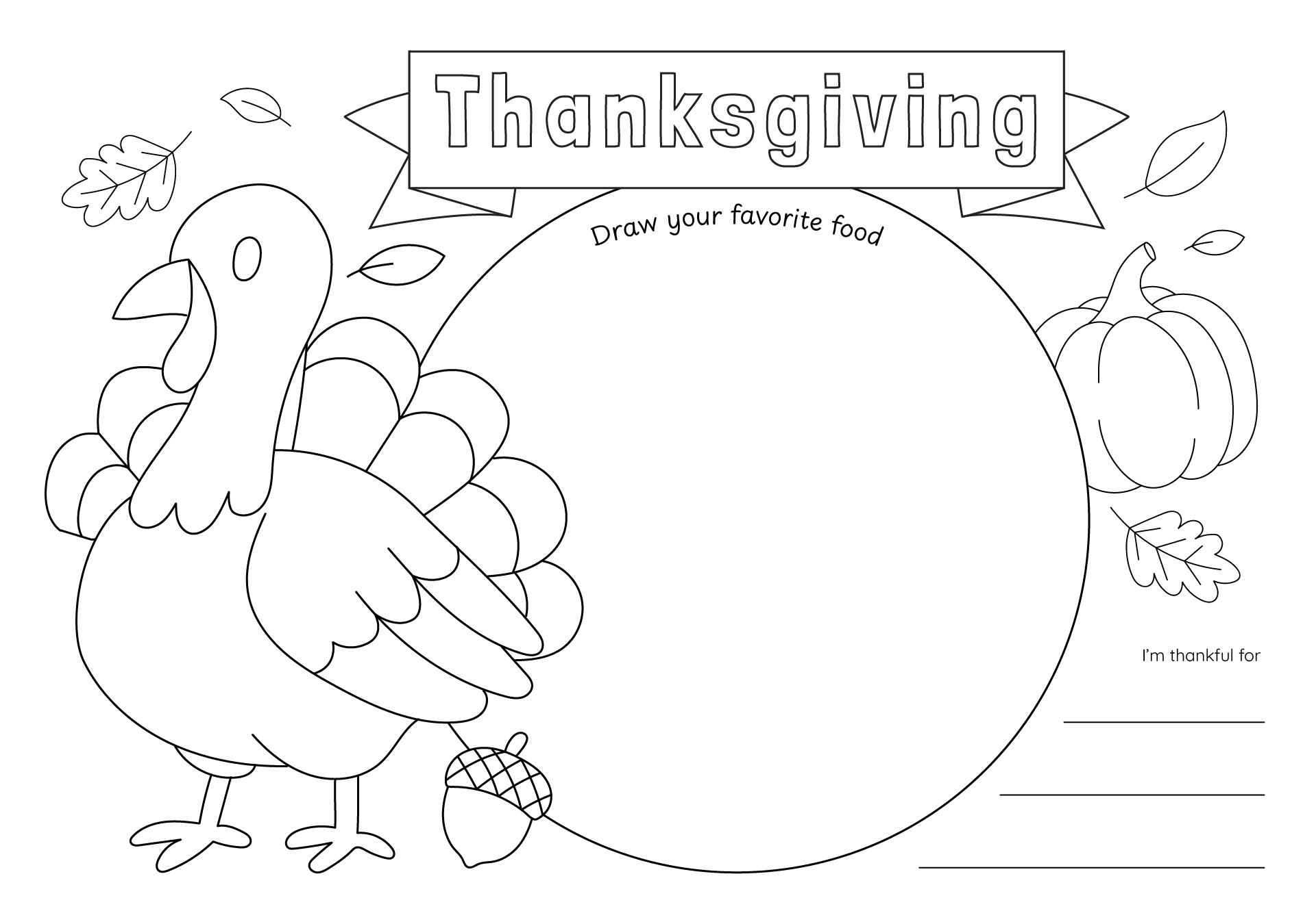 Printable Turkey Placemats for Thanksgiving Dinner