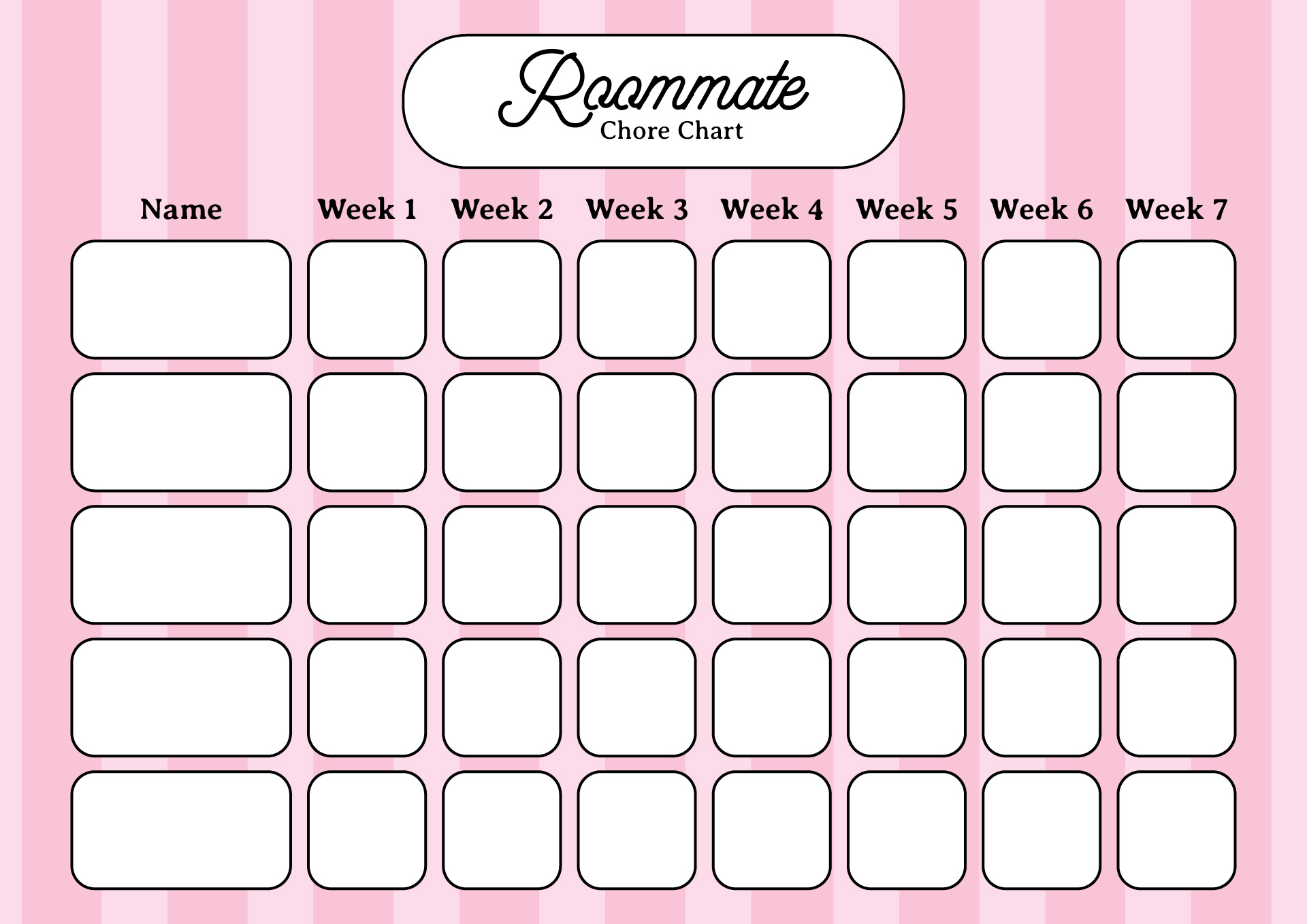 Printable Weekly Chore Chart for Roommates Printable Weekly Chore Chart for Roommates