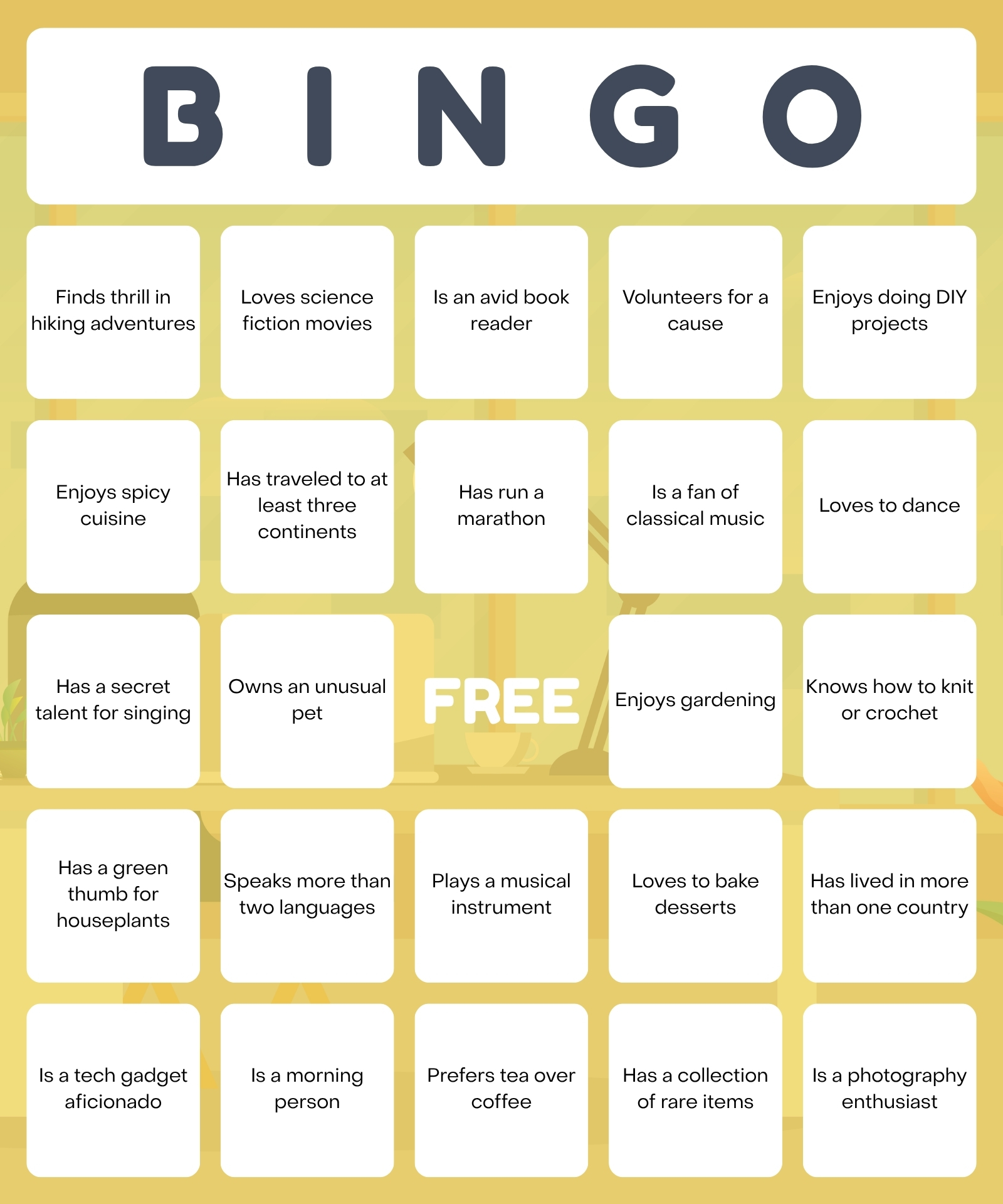 Printable Workplace Bingo Game