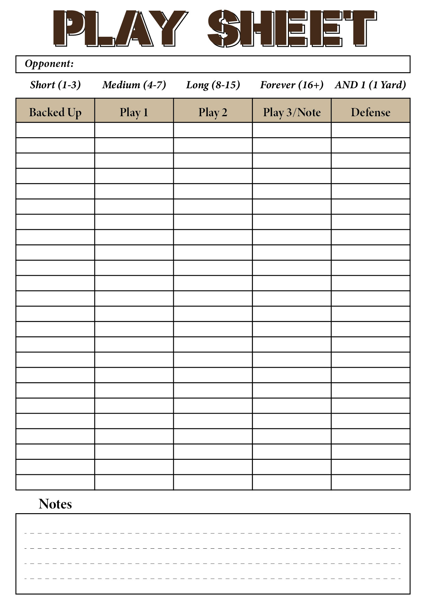 Printable Youth Football Play Sheets