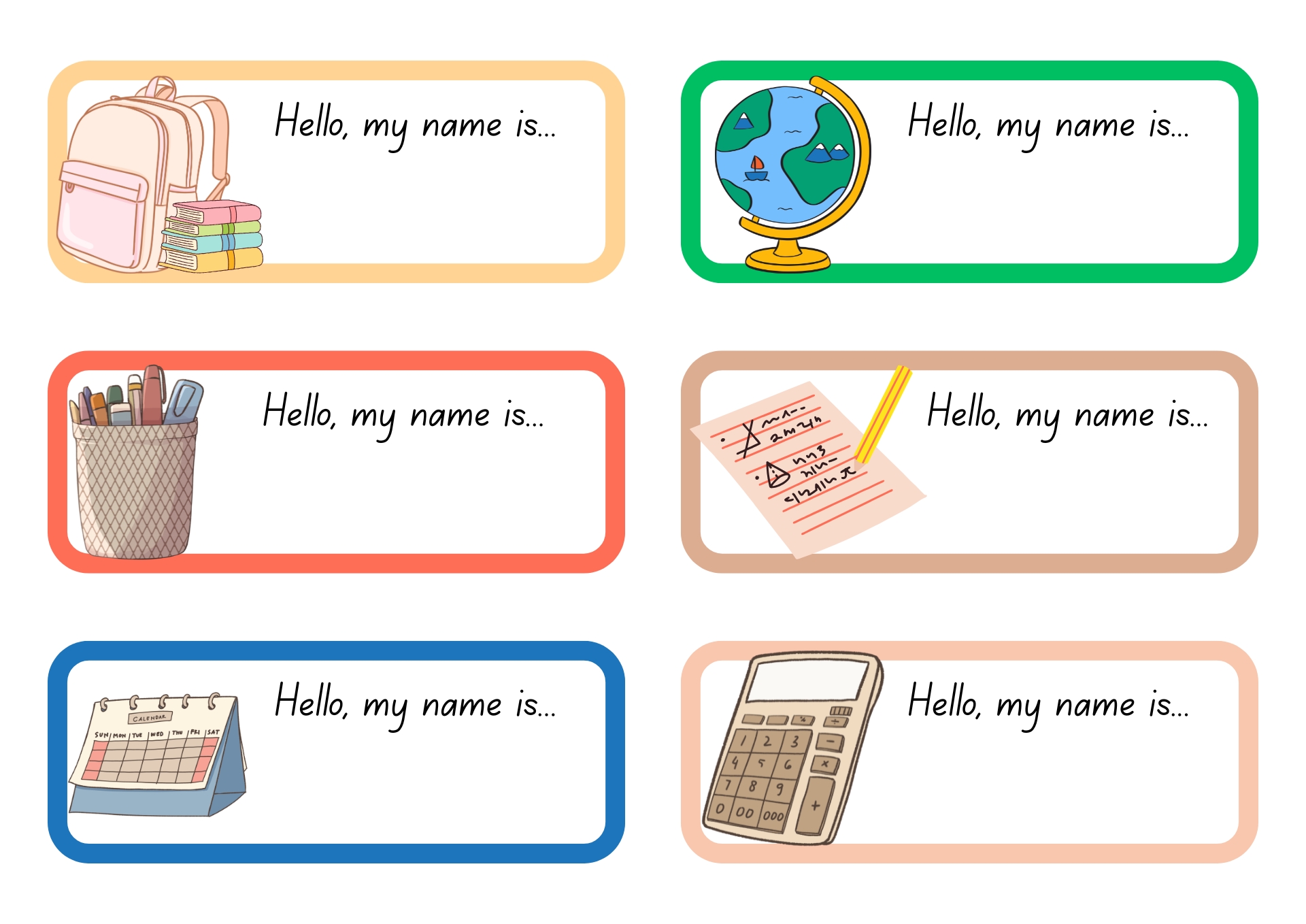 School Name Tags for Kids Printable