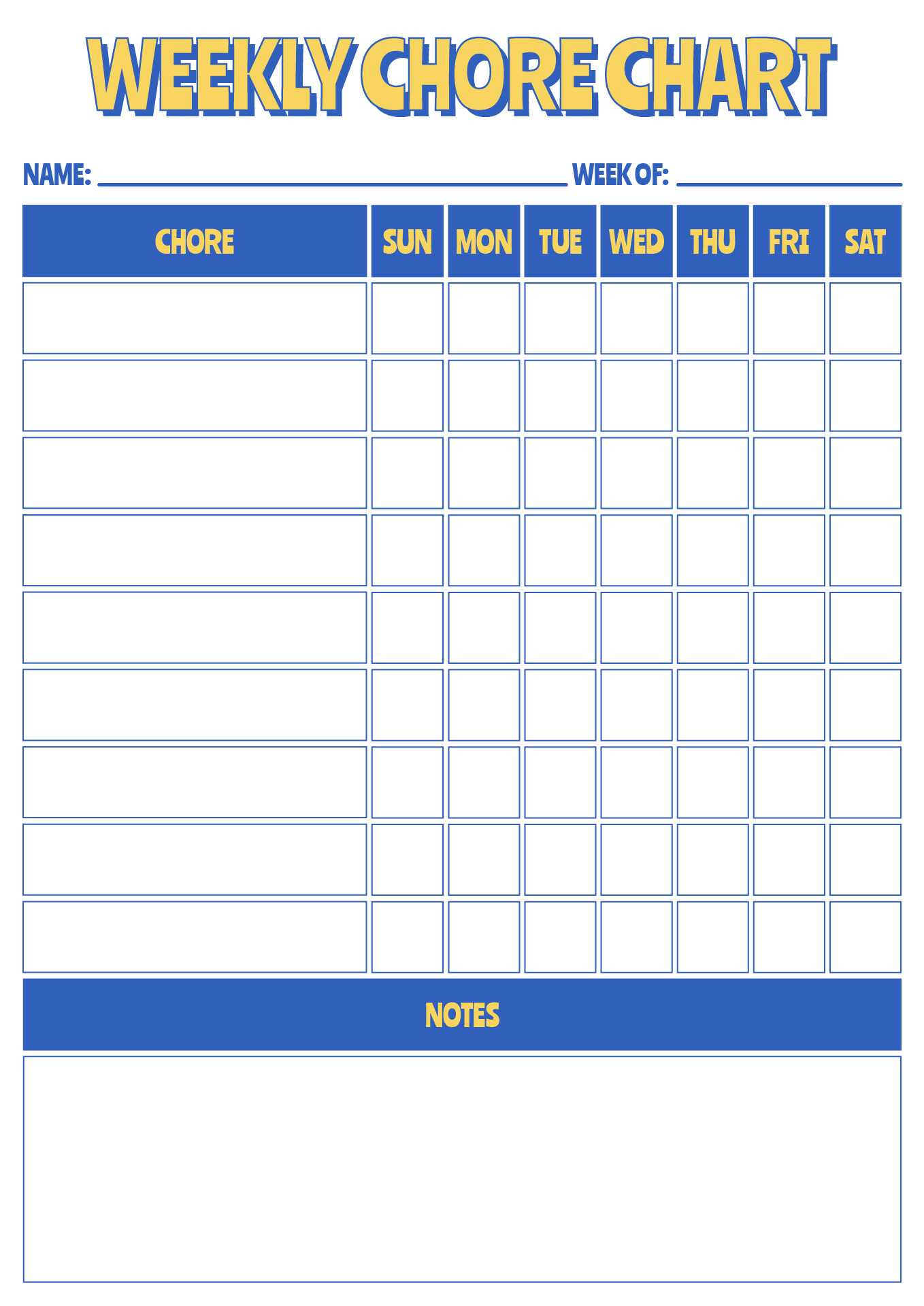 Simple Printable Weekly Chore Chart Simple Printable Weekly Chore Chart