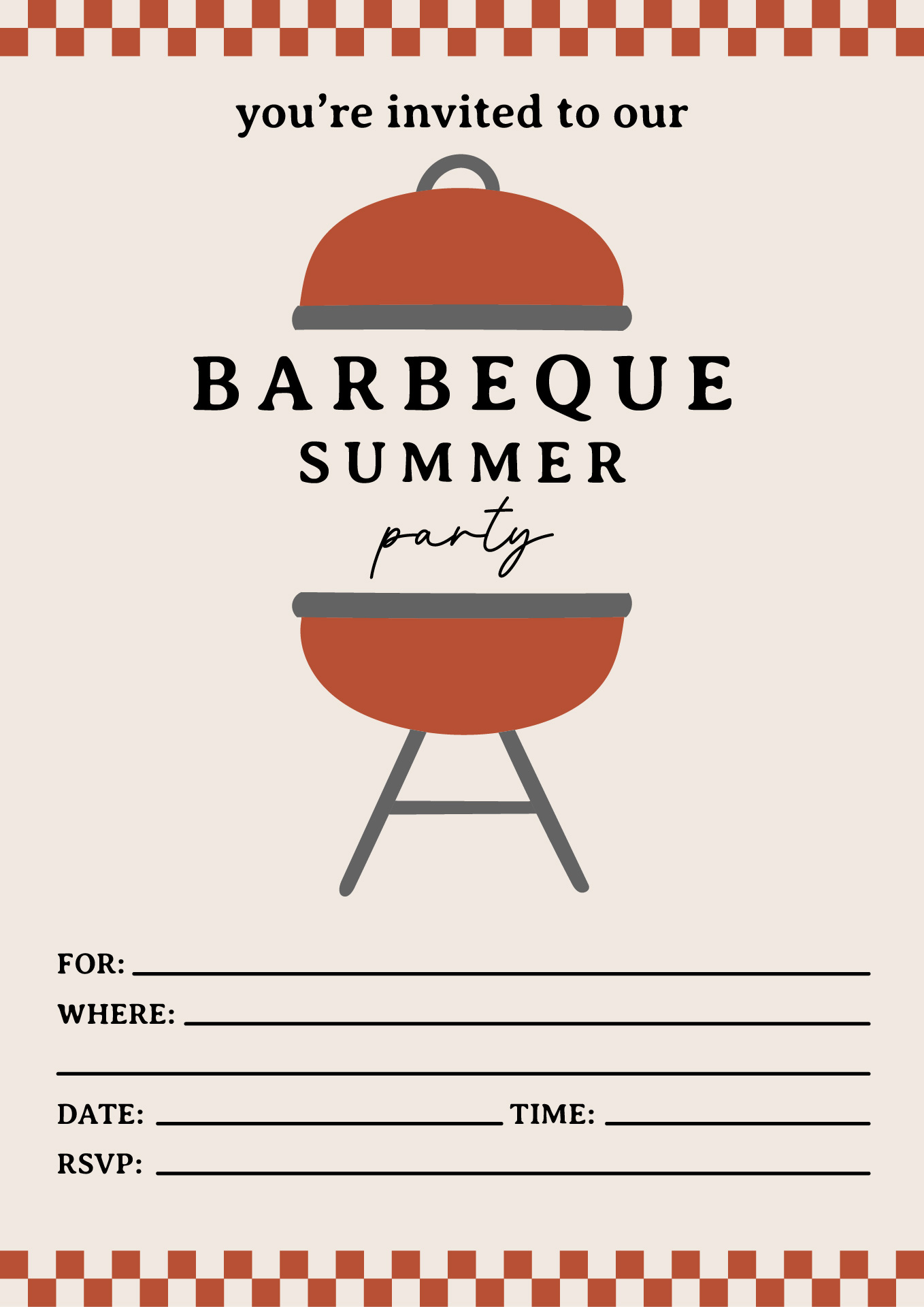 Summer BBQ Party Invitations Printable
