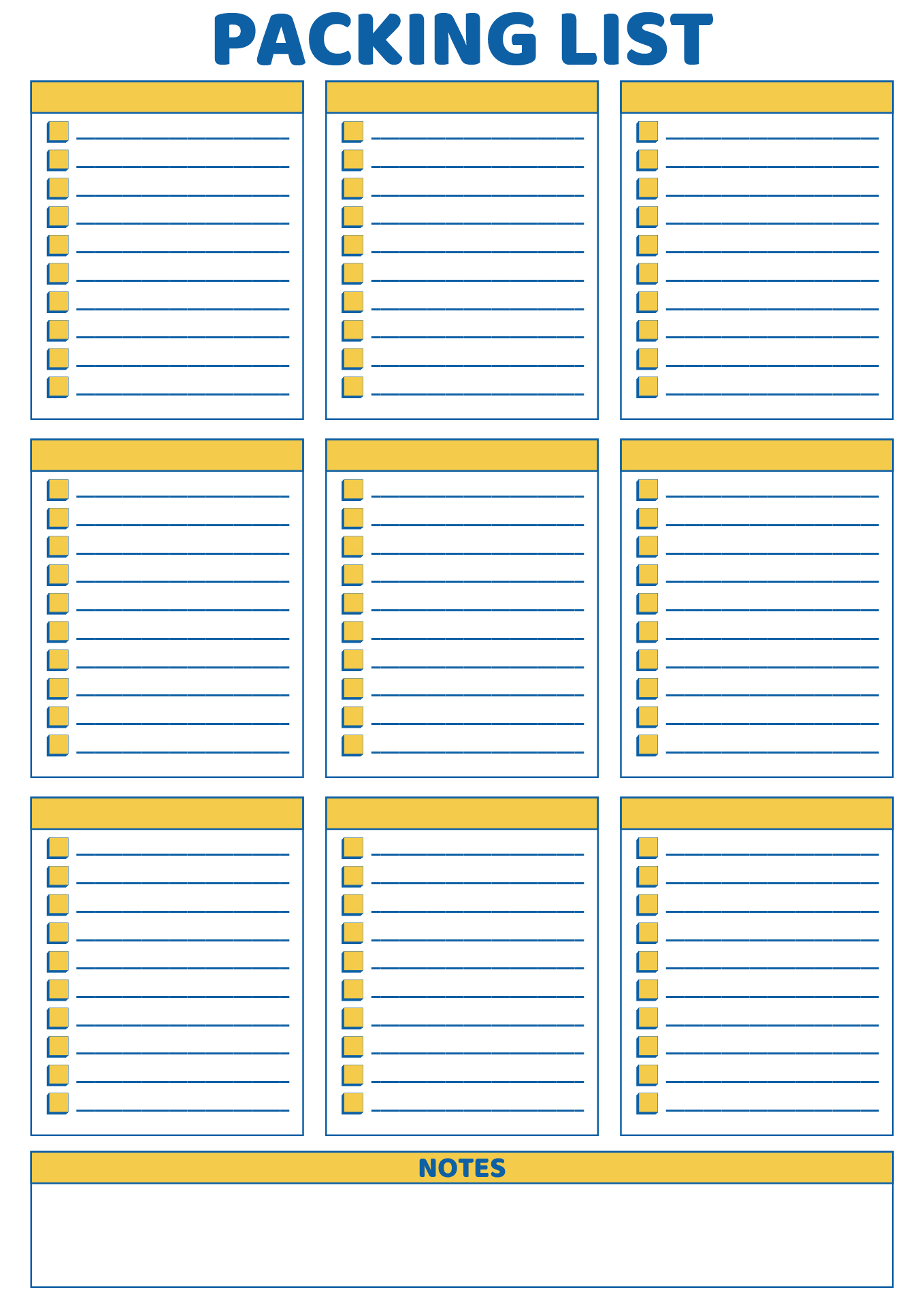 Summer Vacation Packing Checklist Printables