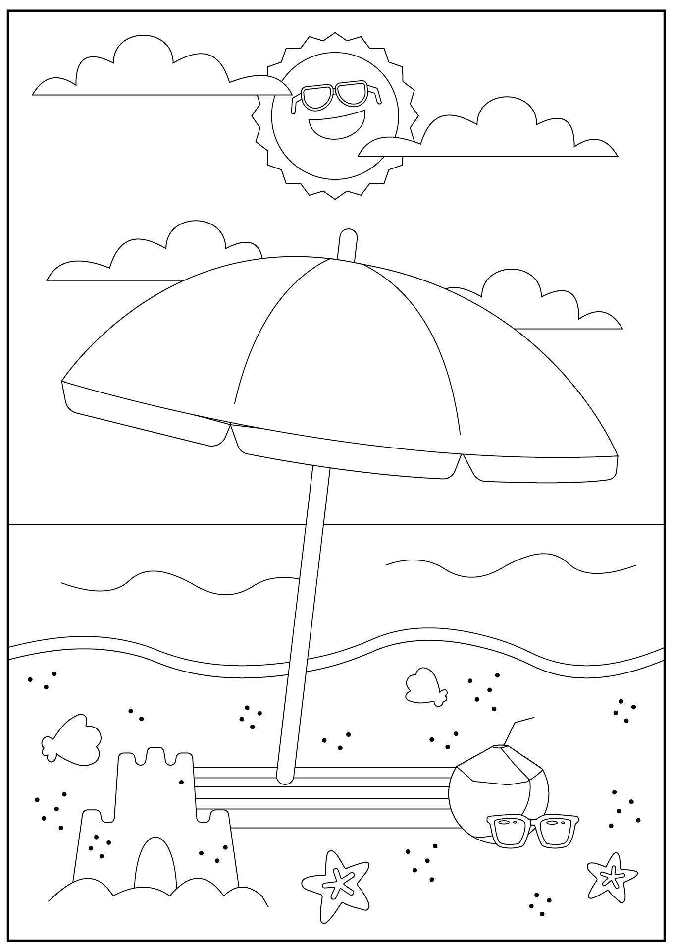 Summertime Beach Coloring Pages for Kids