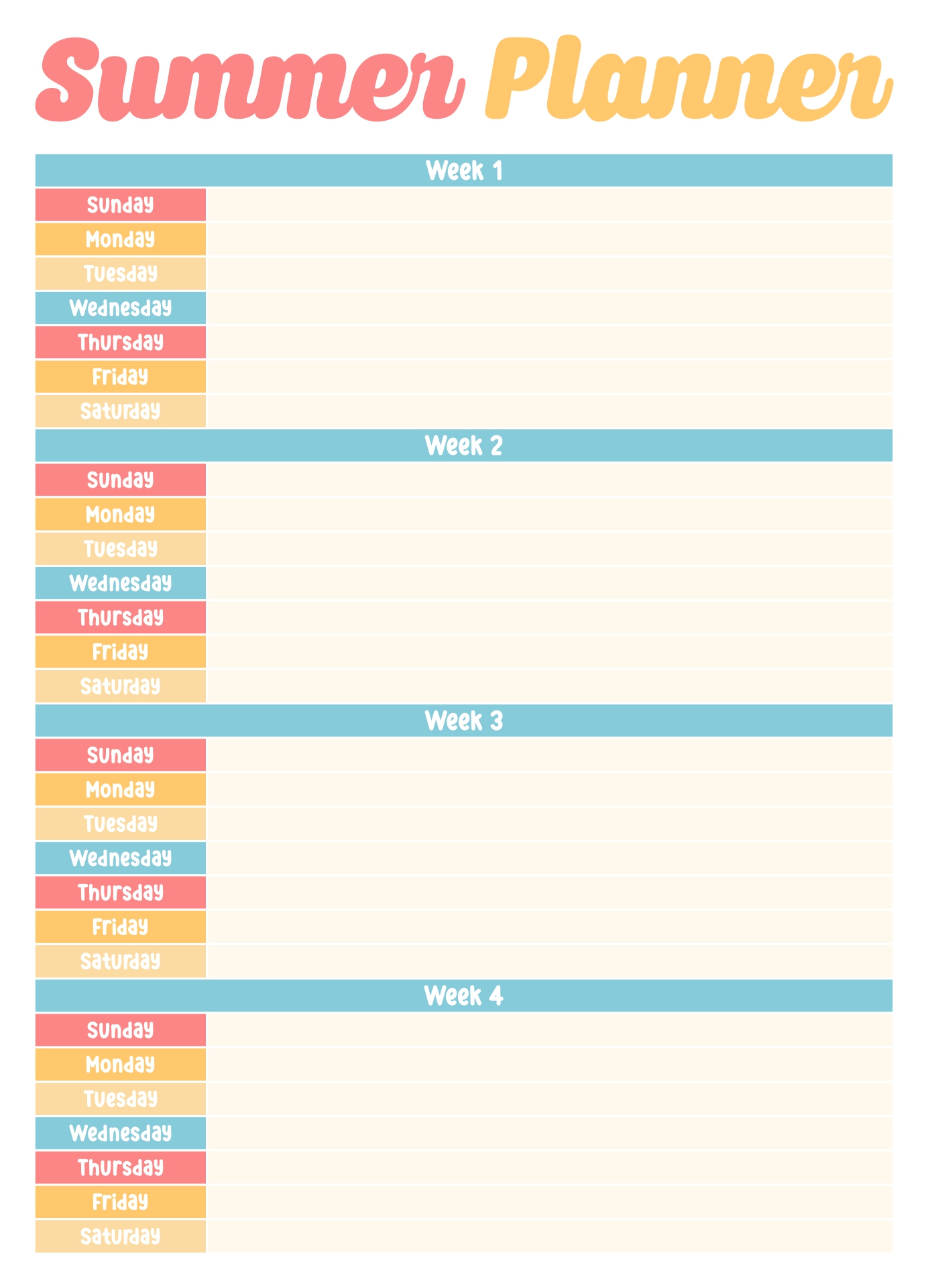 Sweet Summer Tropical Planner Printable