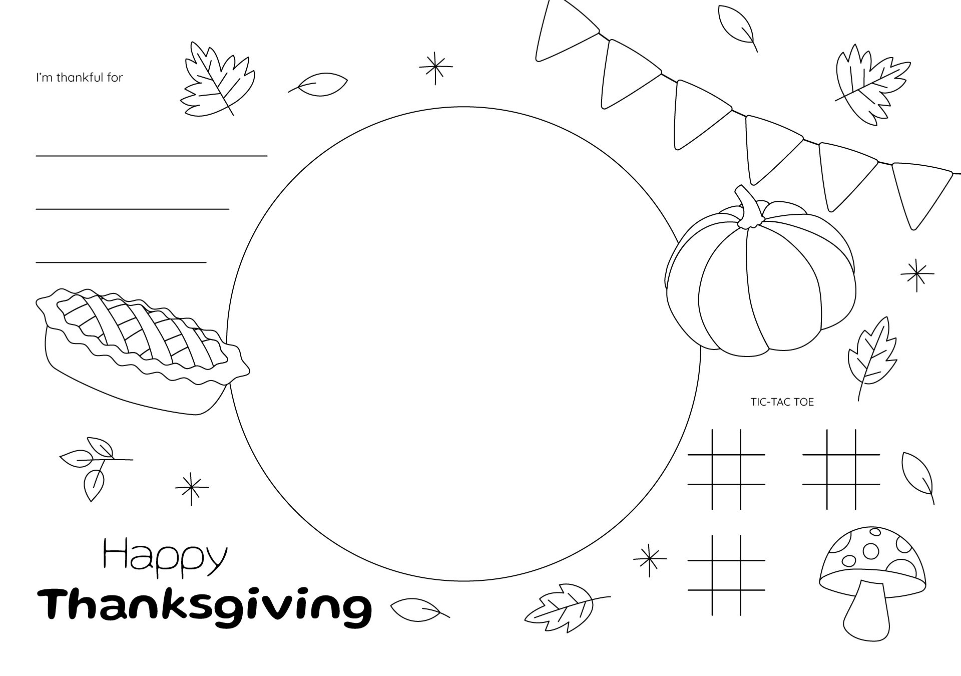 Thanksgiving Coloring Placemats for Children