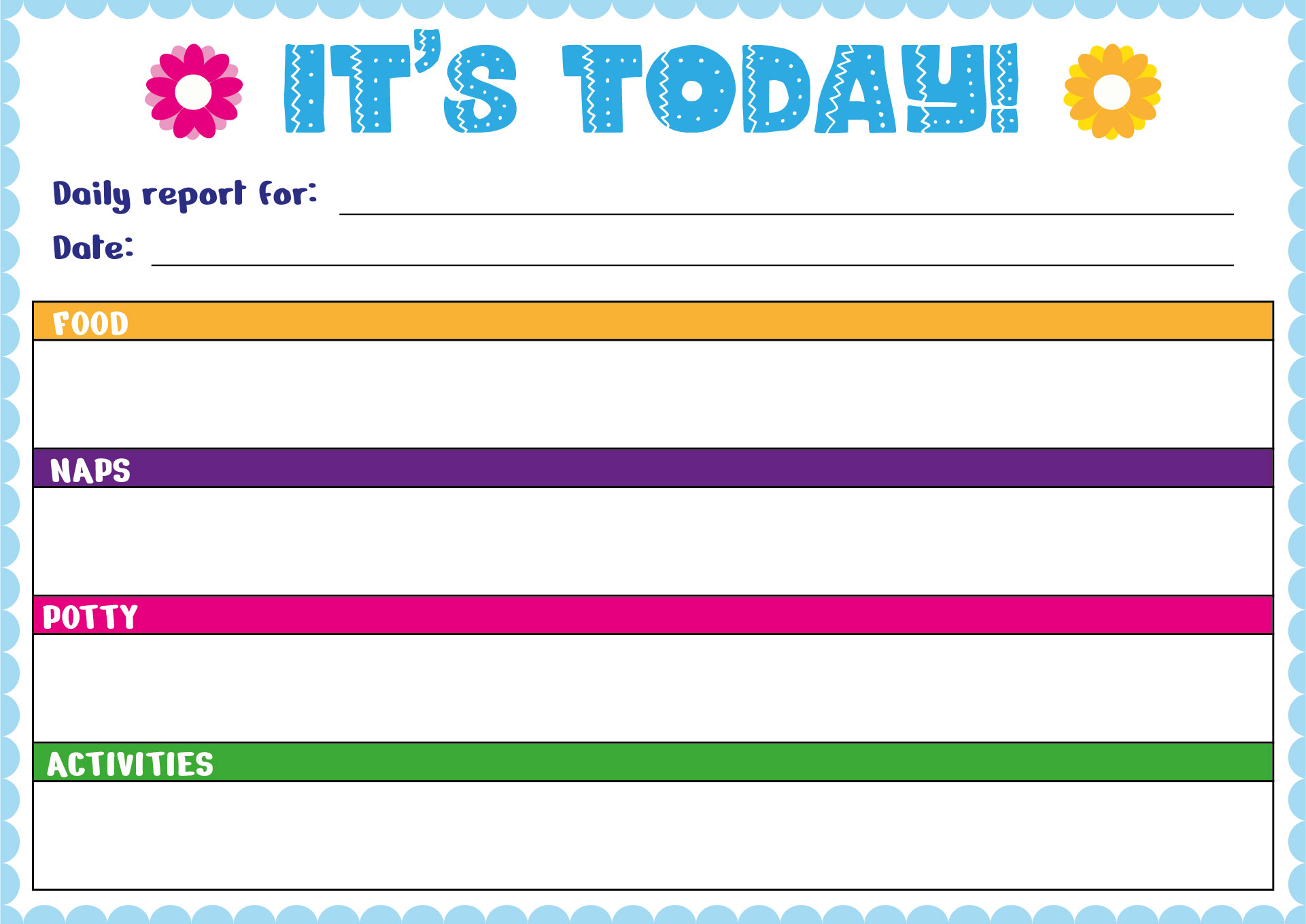 Toddler Daily Sheet Preschool Printable Toddler Daily Sheet Preschool Printable