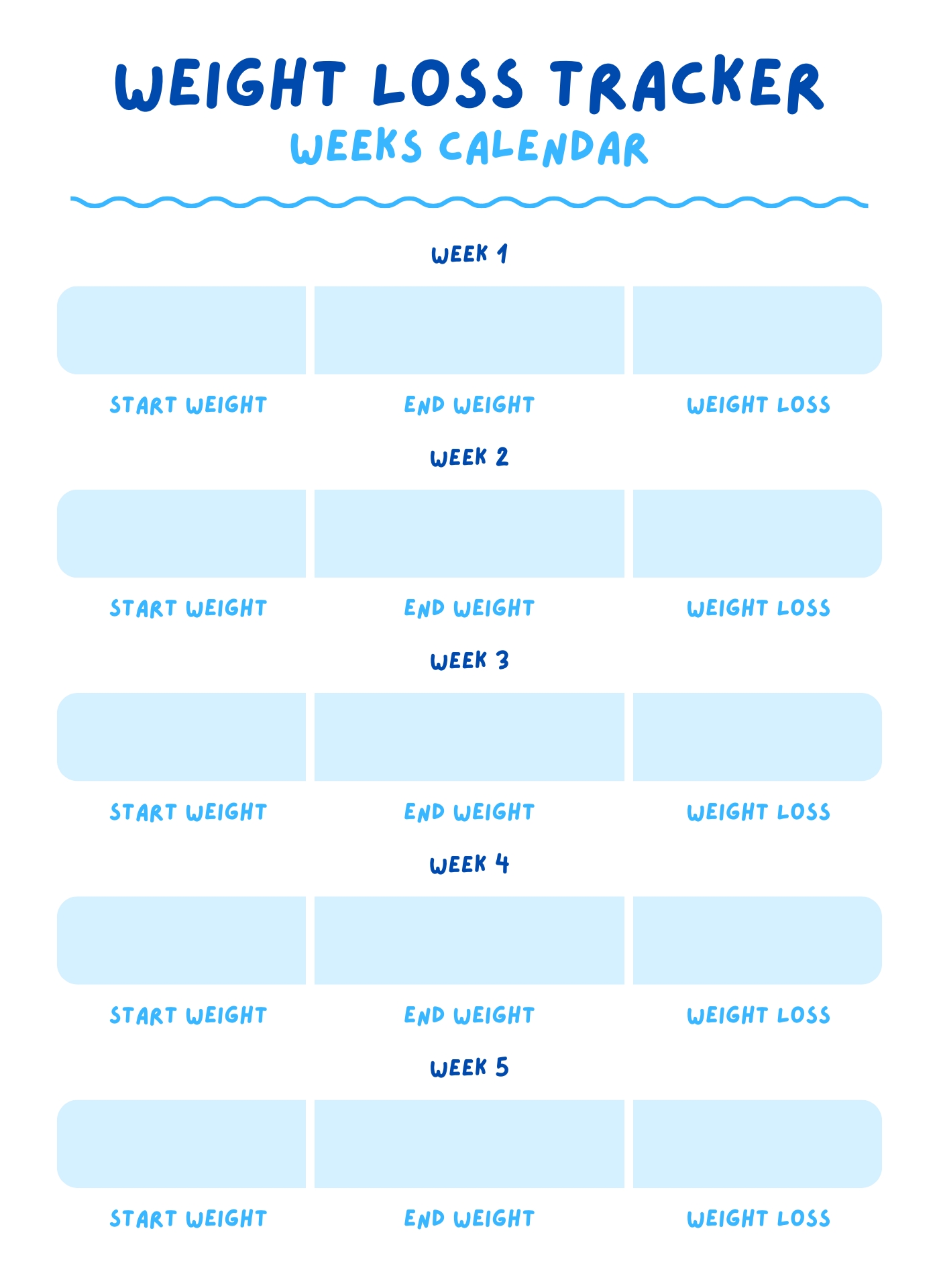 Weight Loss Goals Tracker Printable