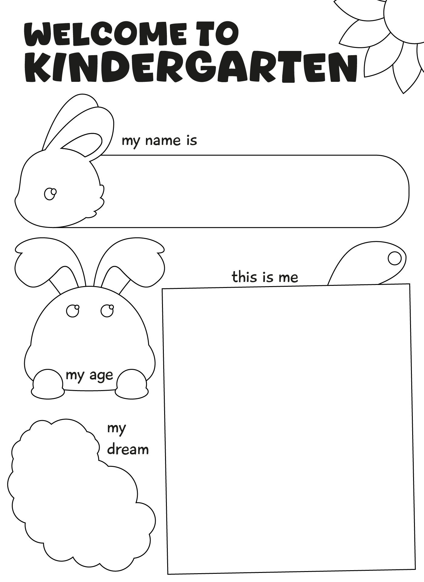 Welcome to Kindergarten Activity Printables
