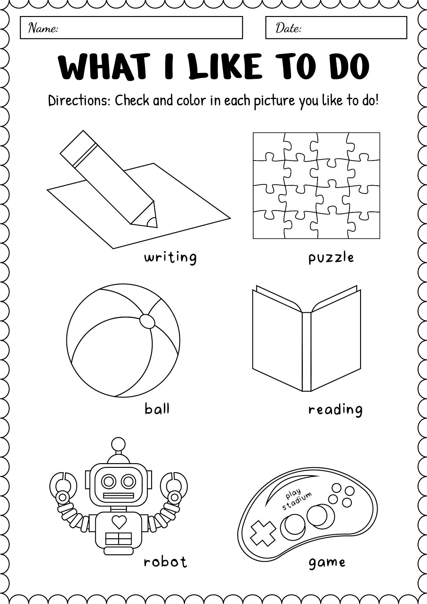 What I Like Preschool Discovery Worksheet What I Like Preschool Discovery Worksheet
