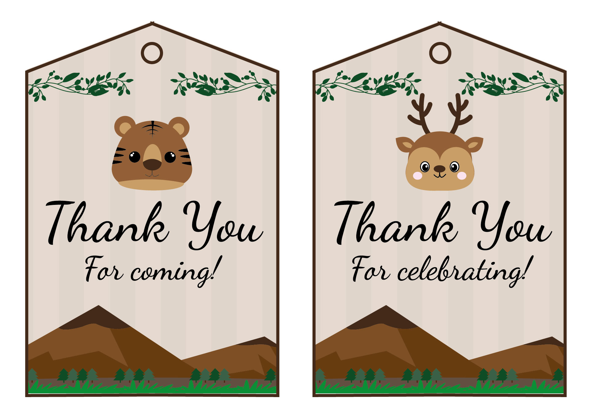 Woodland Themed Birthday Favor Tags