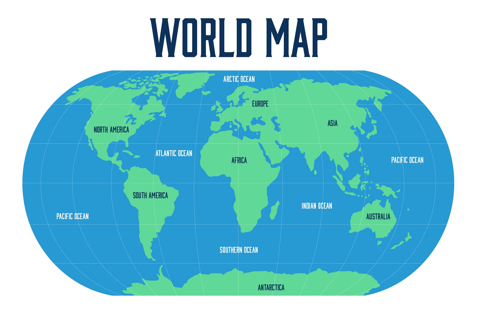 World Map Continents and Oceans Labeled Printable