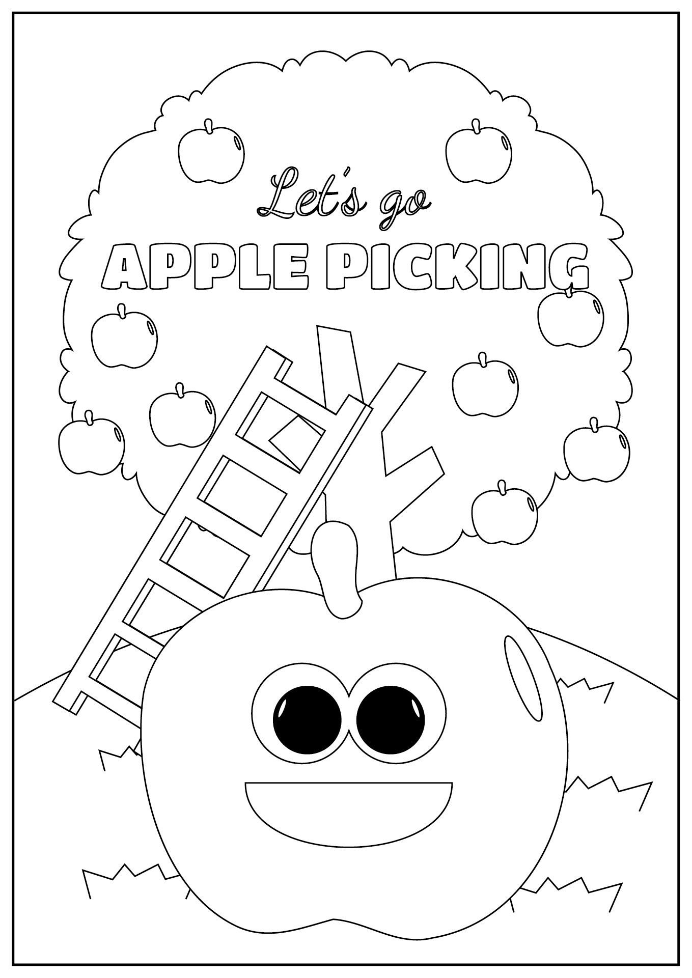 Apple Picking Coloring Worksheets