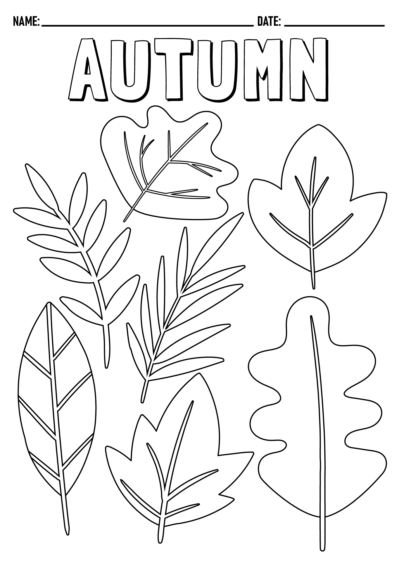Autumn Leaves Coloring Sheets for Kids