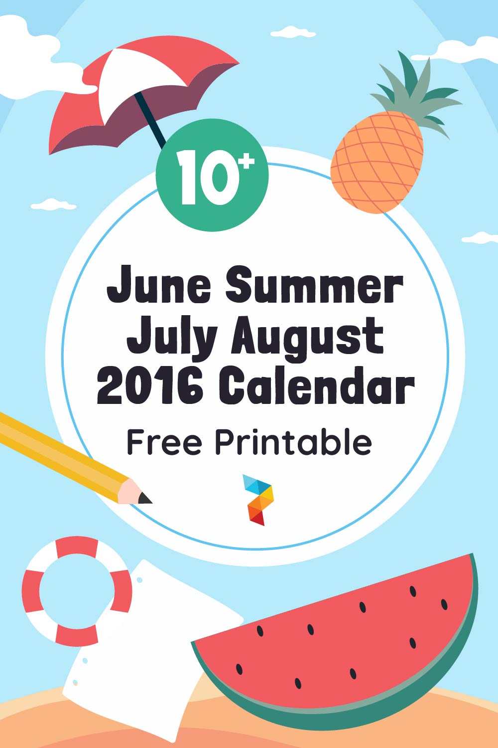 June Summer July August 2016 Calendar