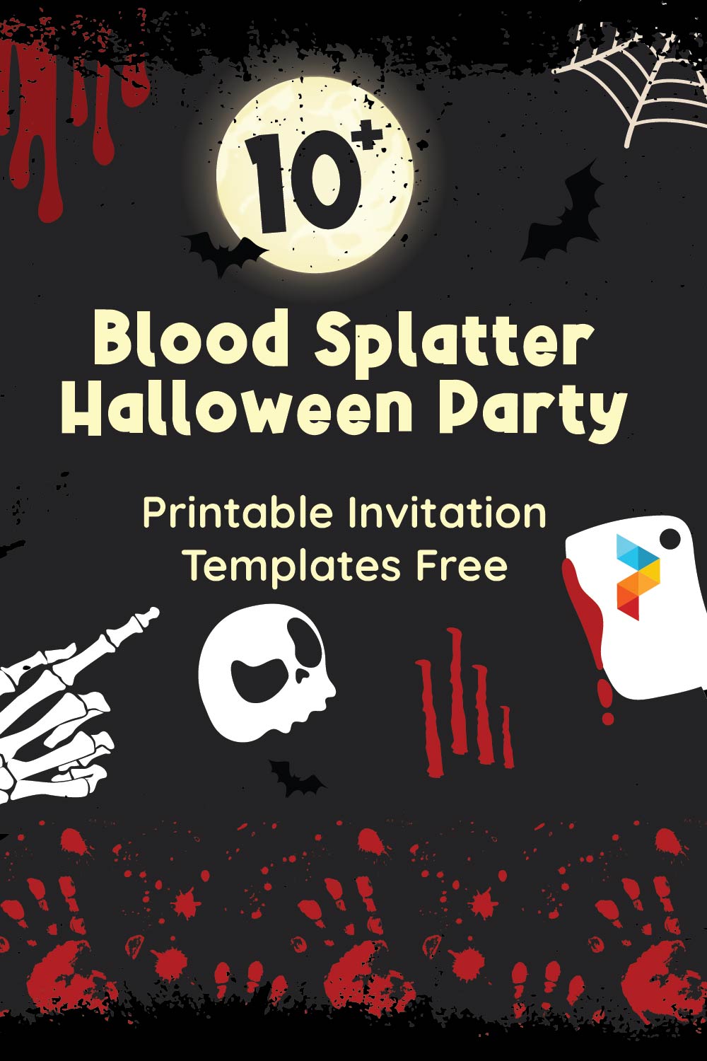Blood Splatter Halloween Party Printable Invitation Templates 