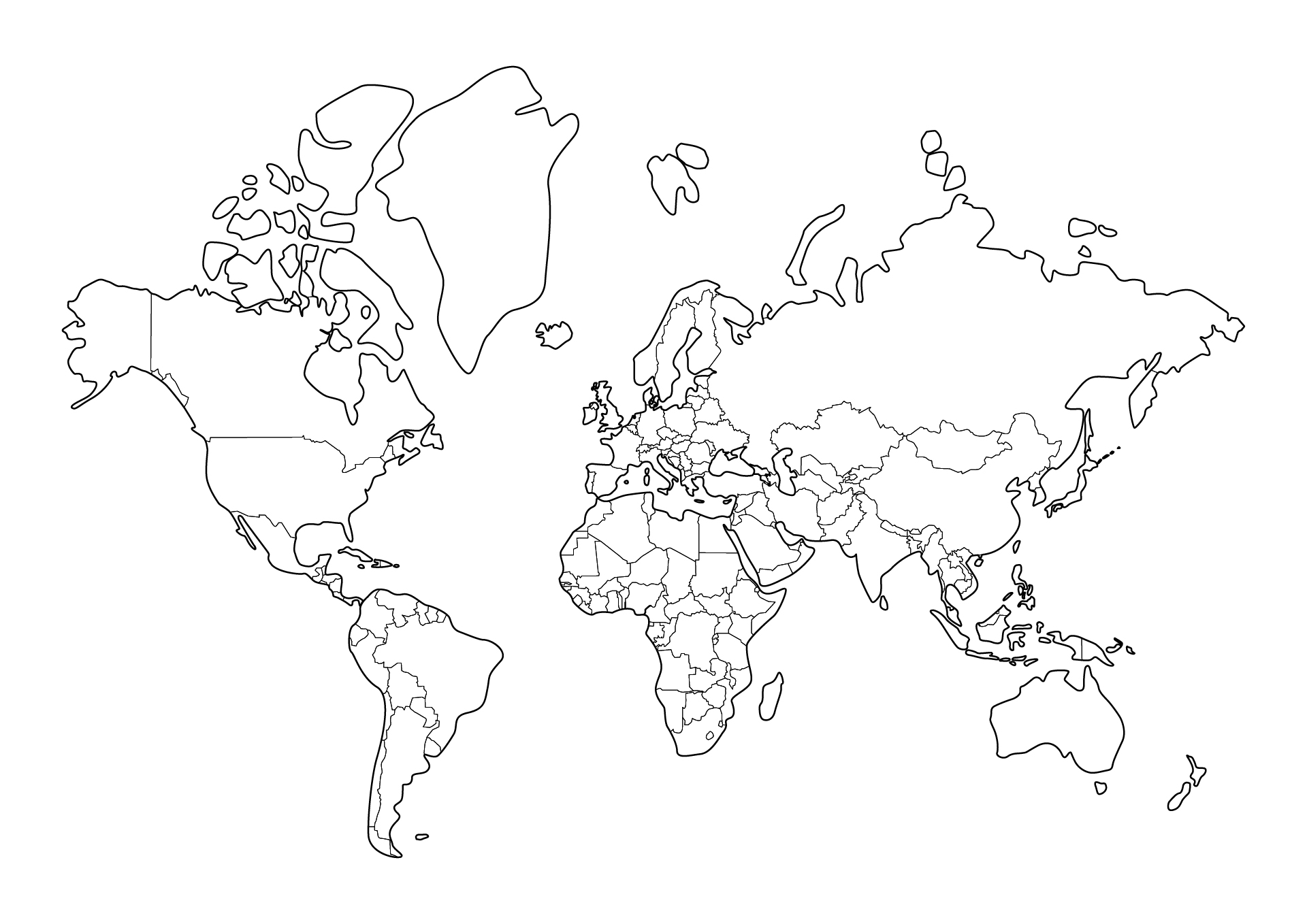 A4 Size Political World Map Printable