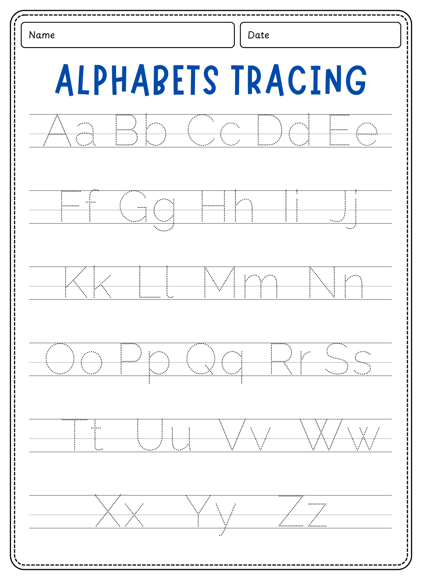 Alphabet Letter Tracing Worksheets for Preschool