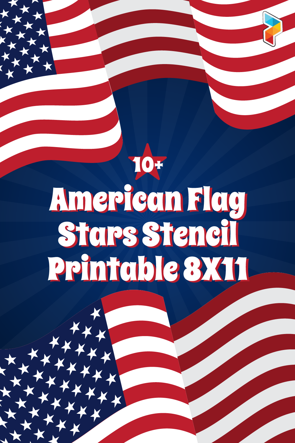 American Flag Stars Stencil  8X11