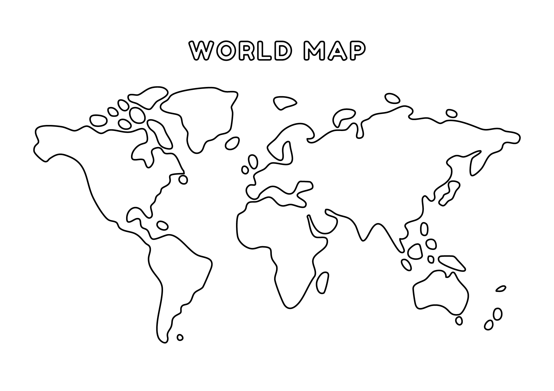 Blank World Map A4 Size for Coloring