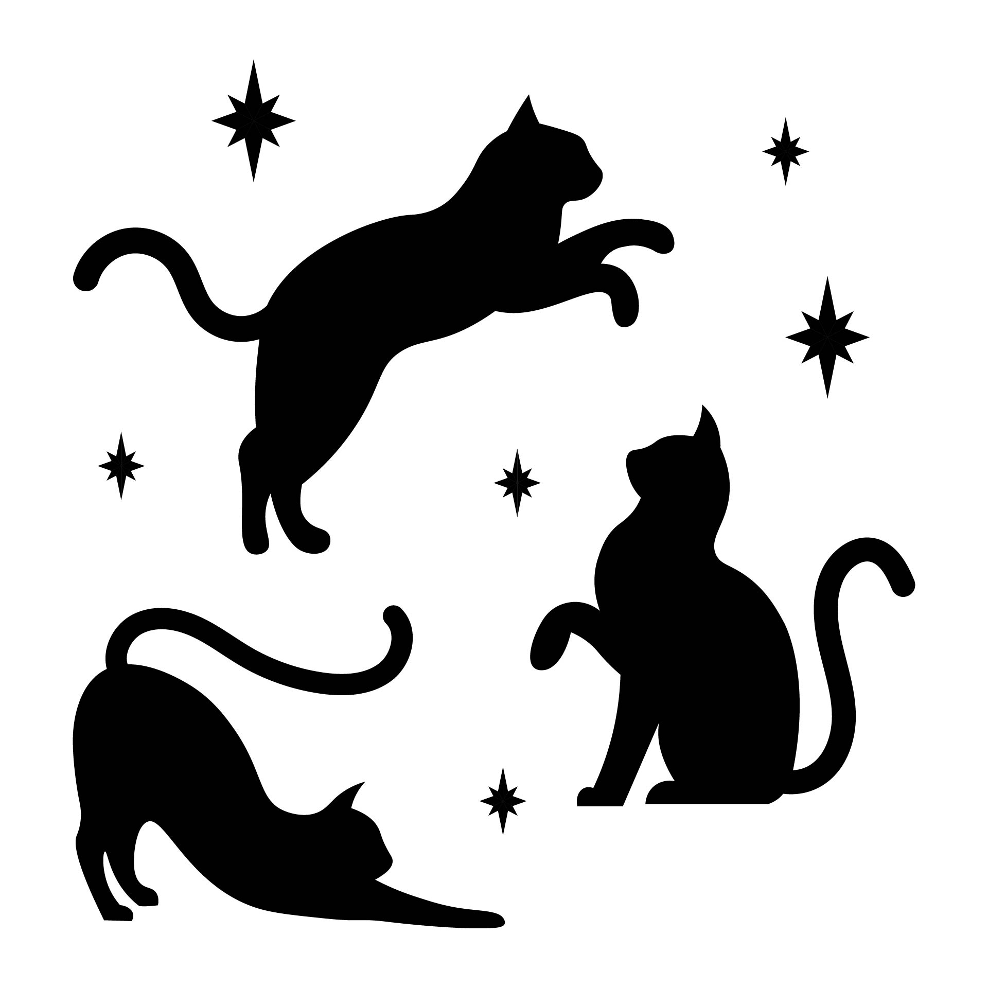 Cat Silhouette Pumpkin Carving Stencils Printable