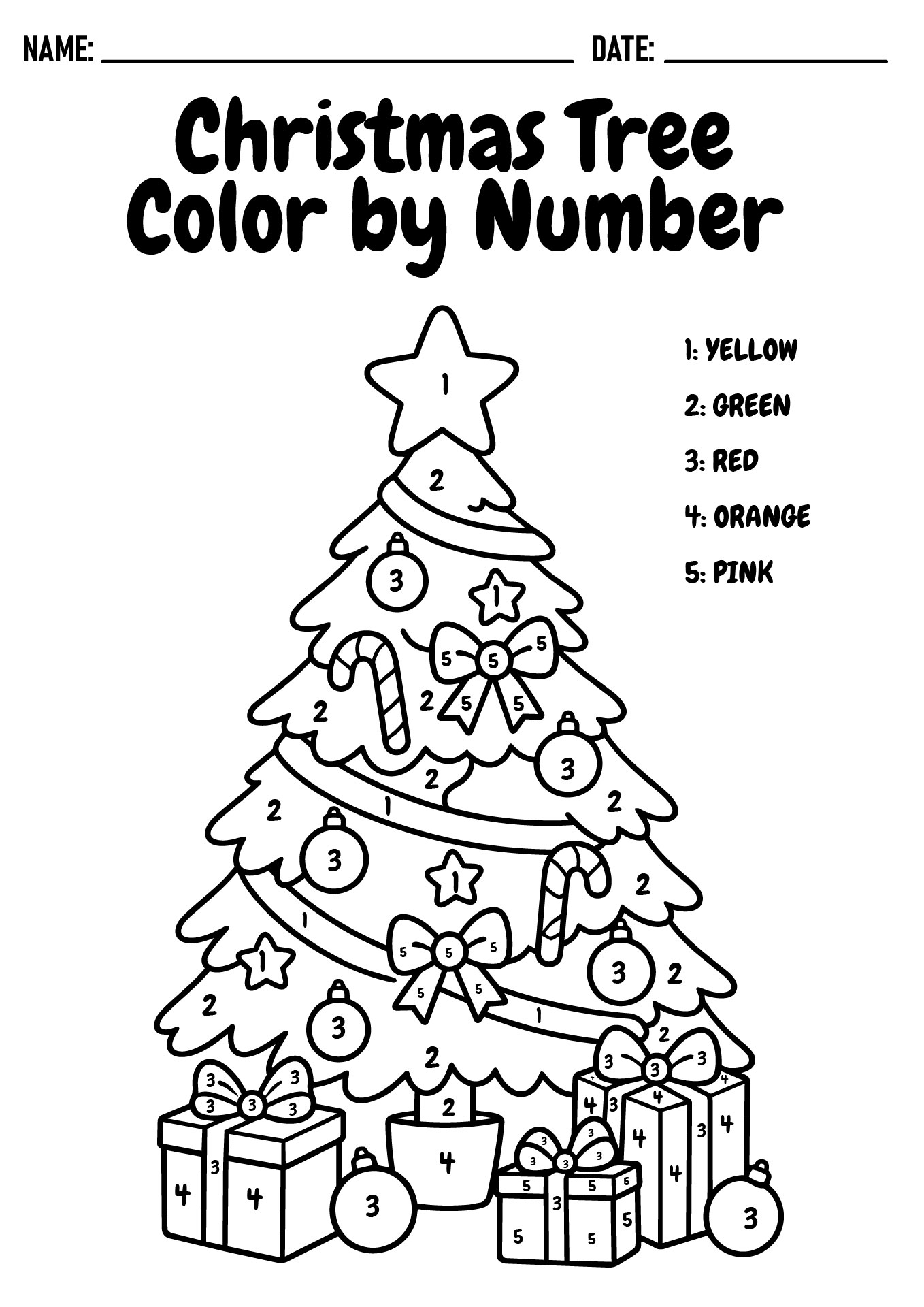 Christmas Tree Color by Number Printables Christmas Tree Color by Number Printables