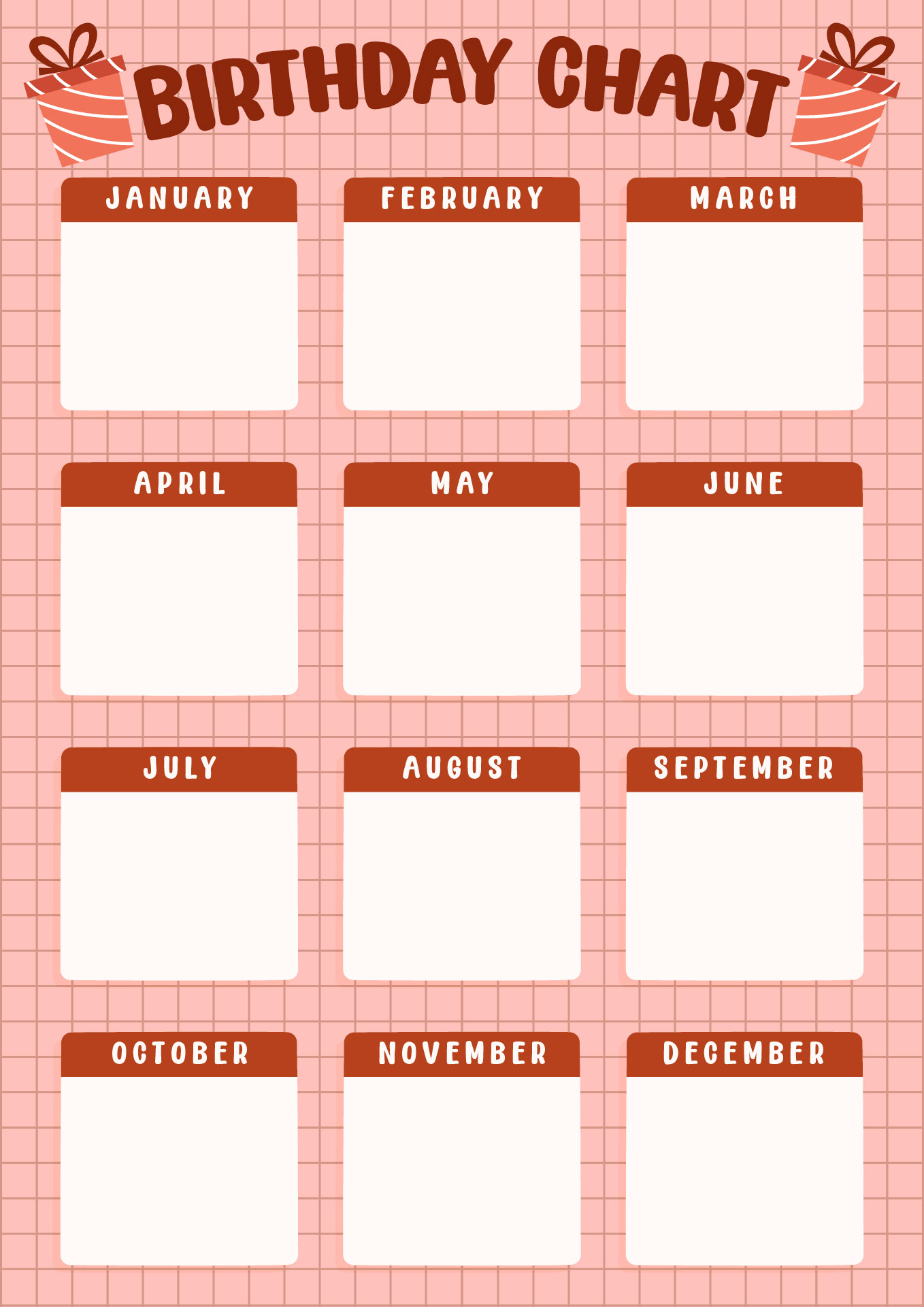 Classroom Birthday Wall Chart Printable
