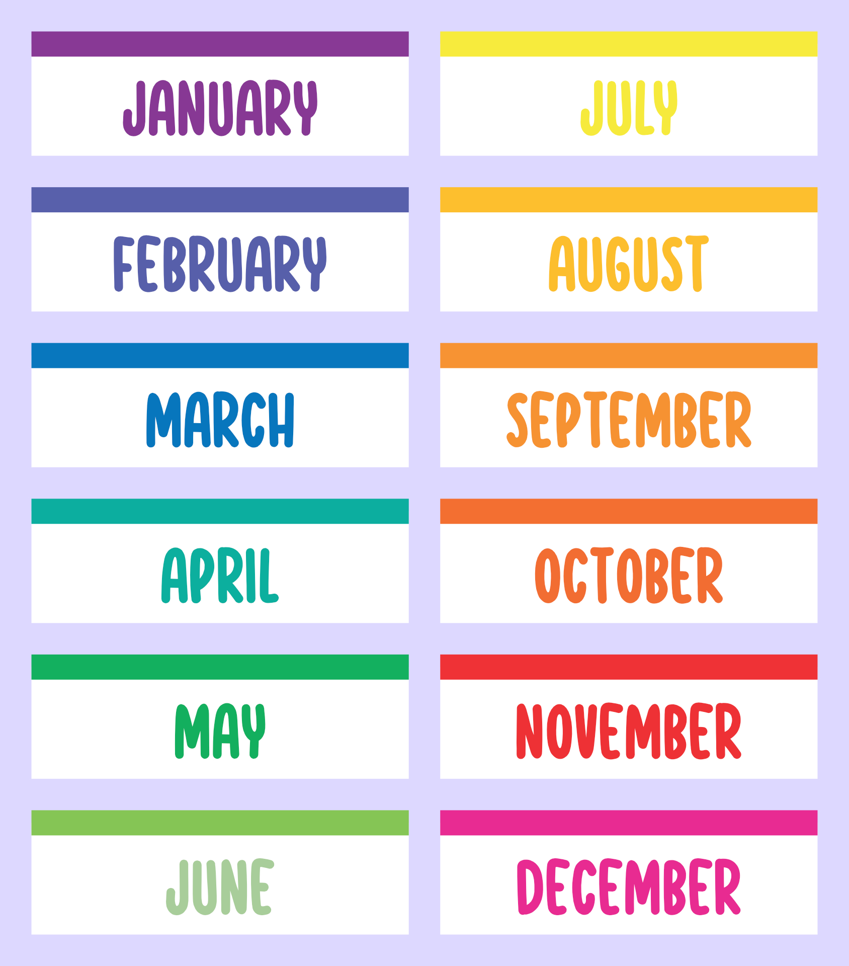 Classroom Monthly Calendar Cards Printable Classroom Monthly Calendar Cards Printable