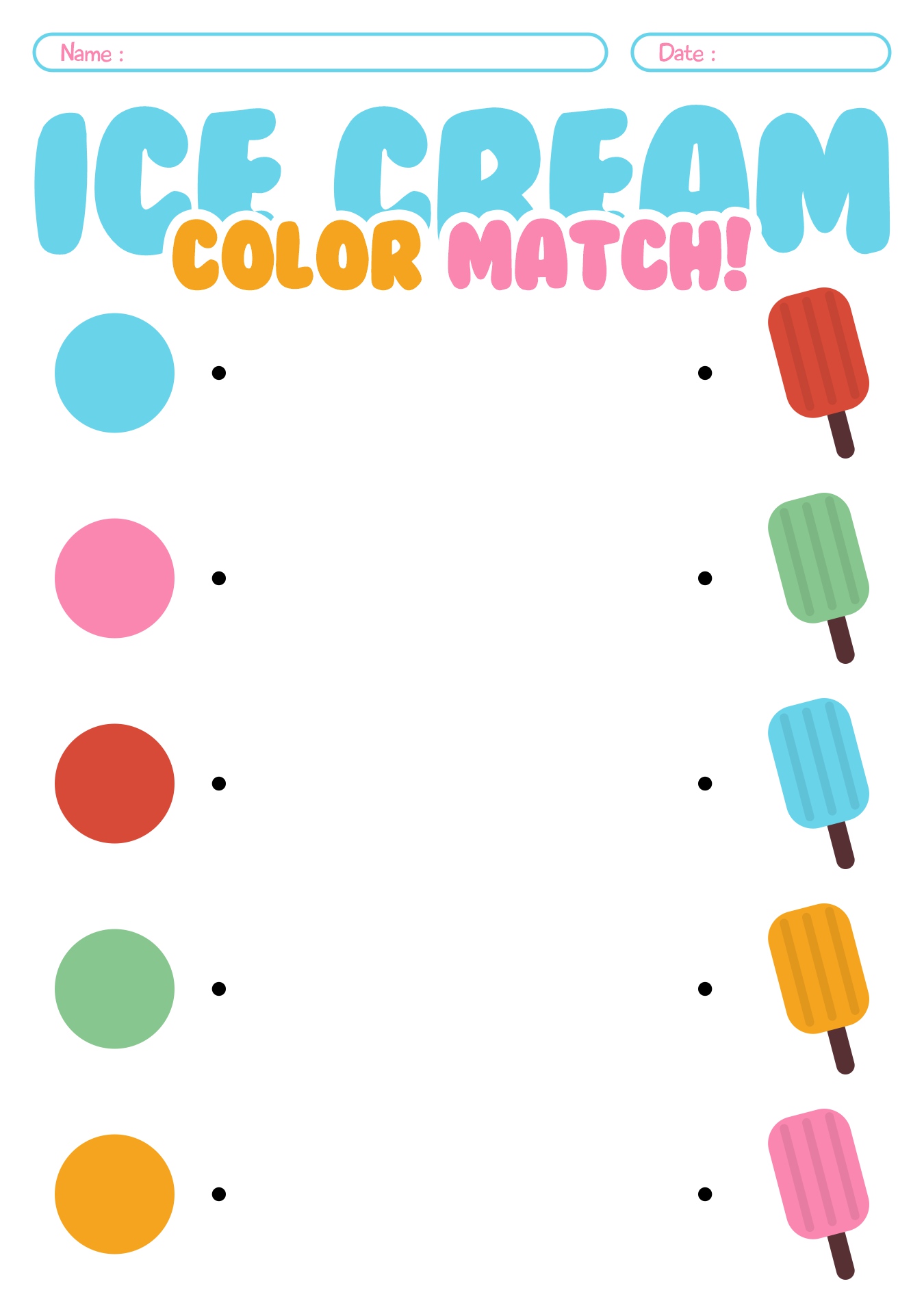 Color Matching Worksheets for Preschool Teachers
