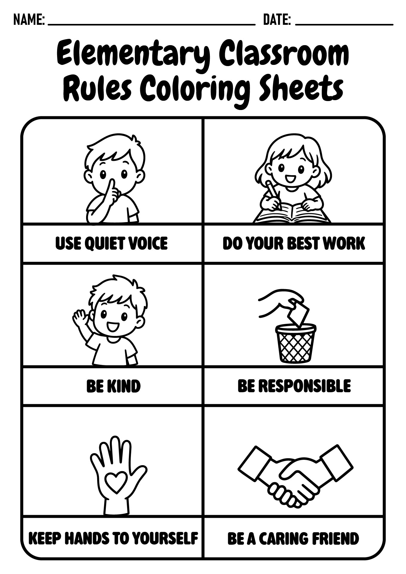 Elementary Classroom Rules Coloring Sheets Elementary Classroom Rules Coloring Sheets
