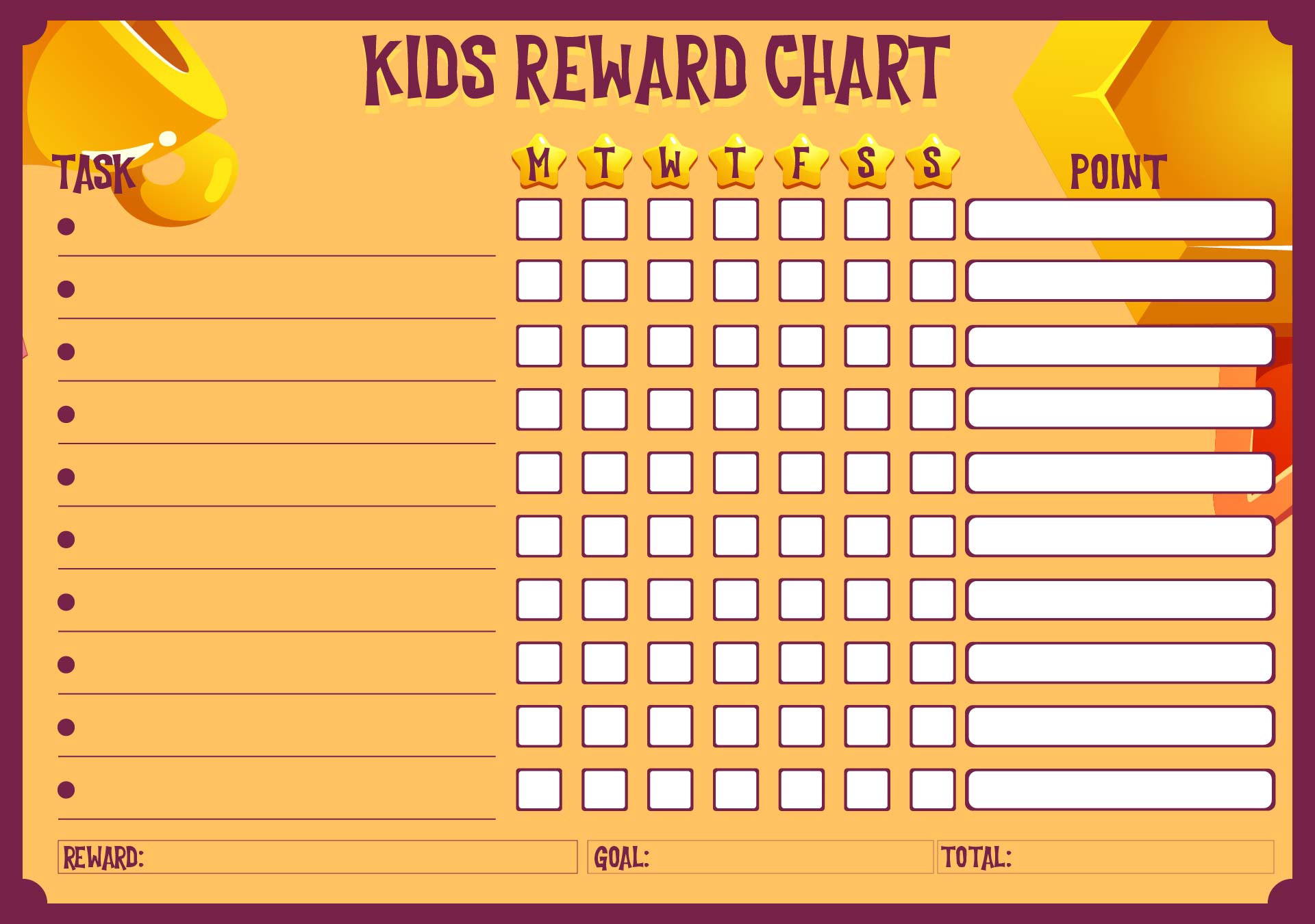 Family Chore Chart with Stickers and Rewards Printable Family Chore Chart with Stickers and Rewards Printable