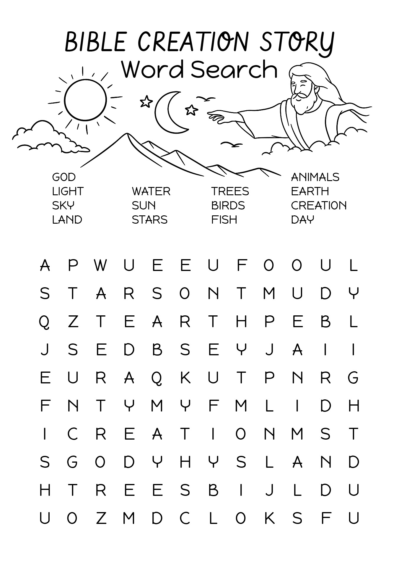 Genesis Creation Word Search Activity Genesis Creation Word Search Activity