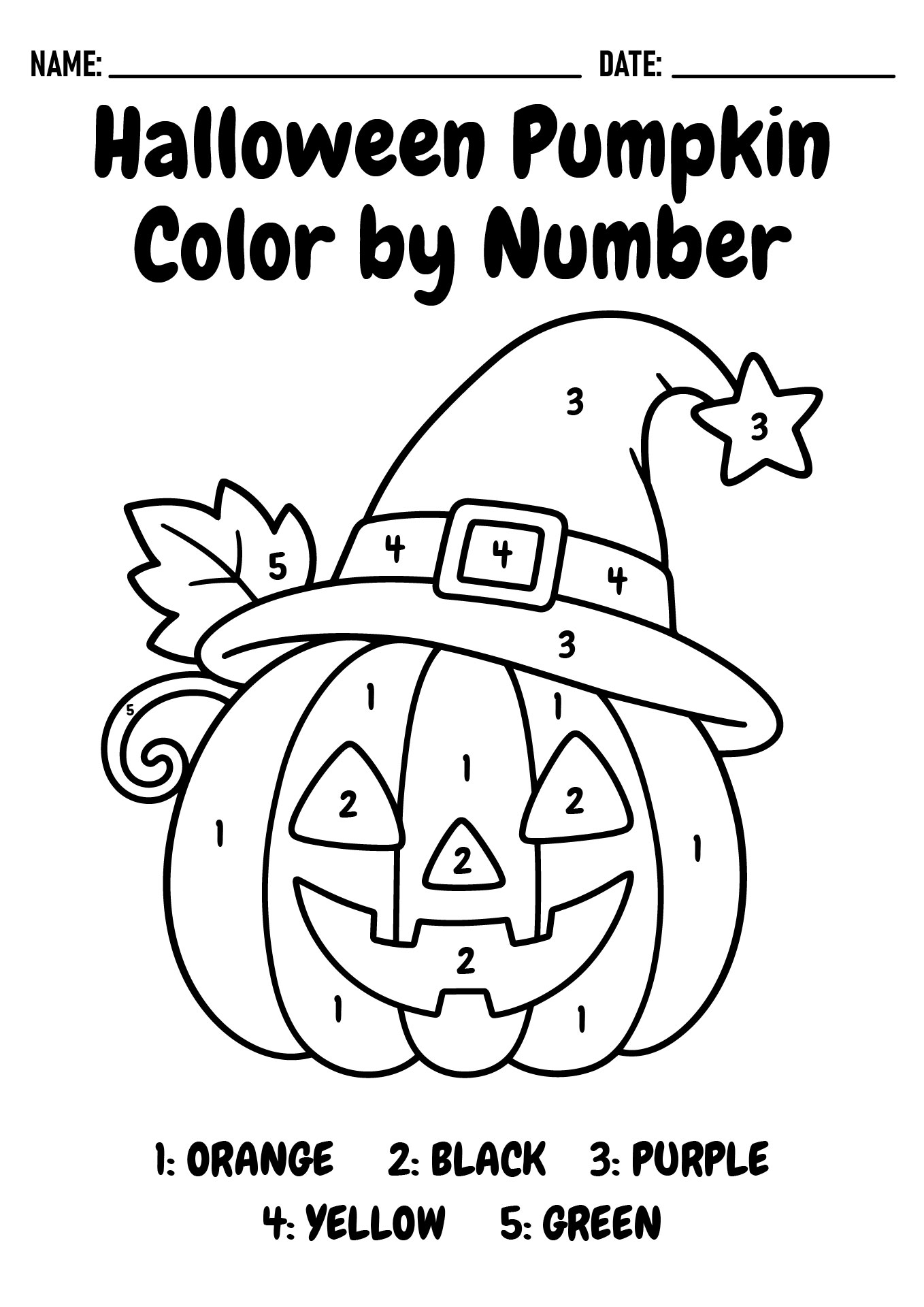 Halloween Pumpkin Color by Number Sheets Halloween Pumpkin Color by Number Sheets