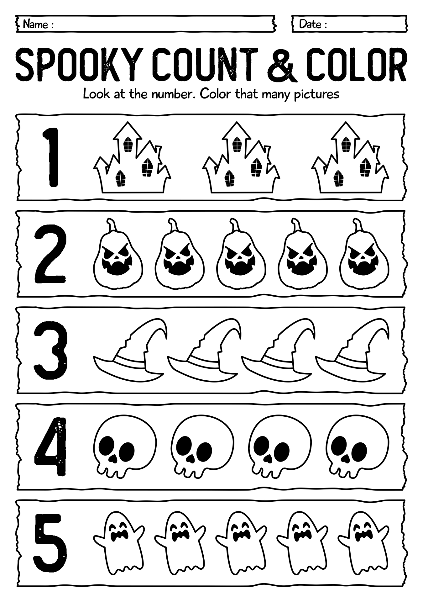 Halloween themed kindergarten math activities printable