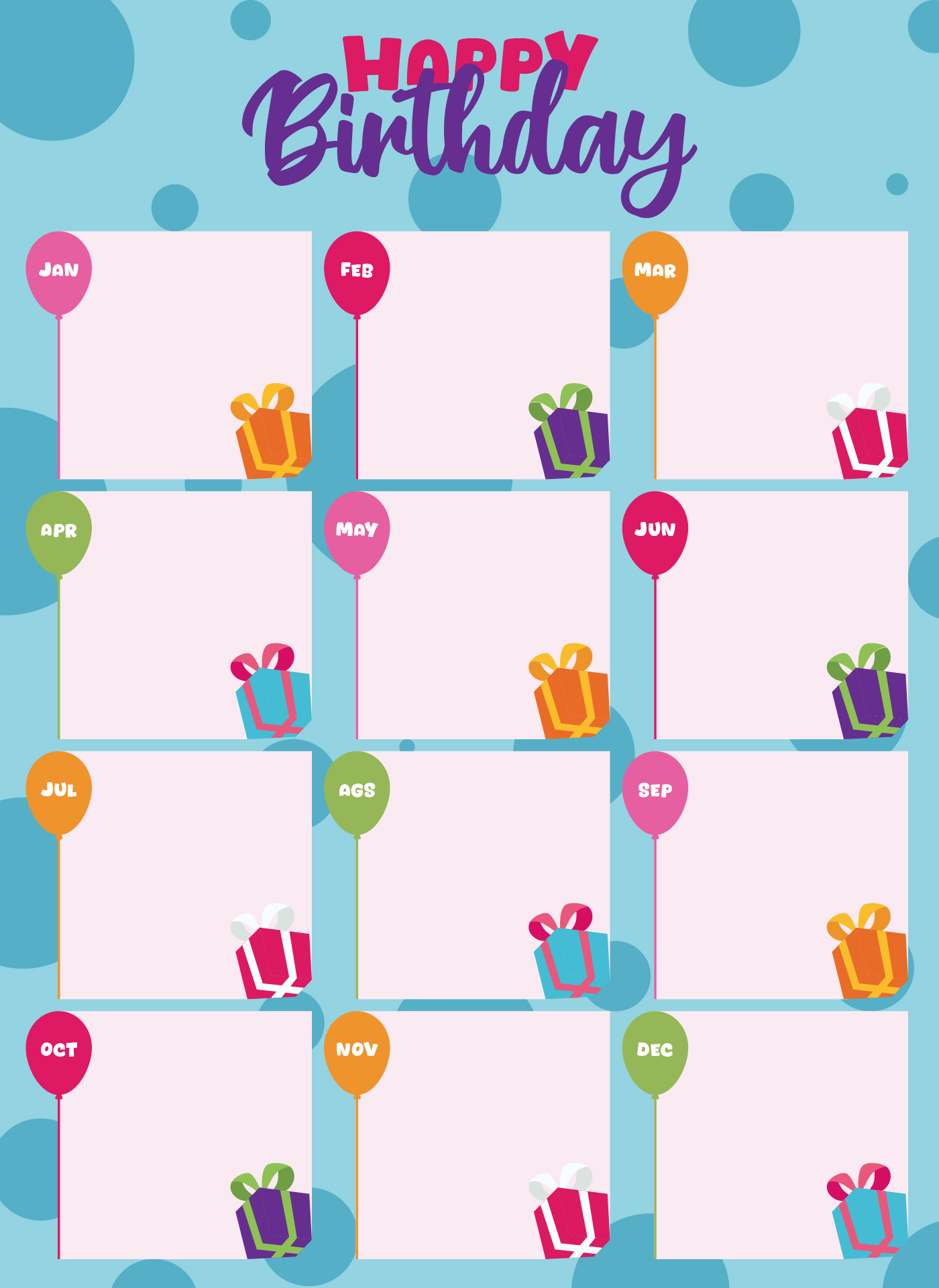 Happy Birthday Wall Chart