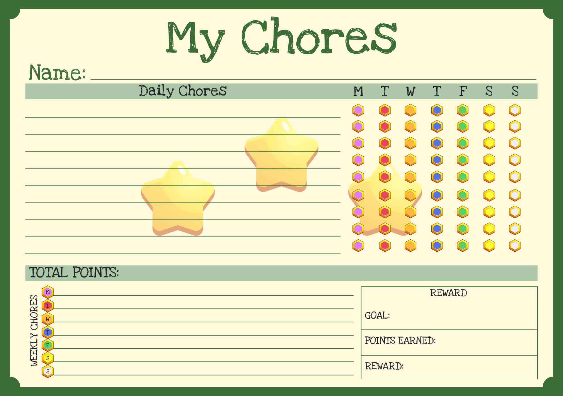 Kids Daily Responsibilities Chart with Points and Prizes Kids Daily Responsibilities Chart with Points and Prizes