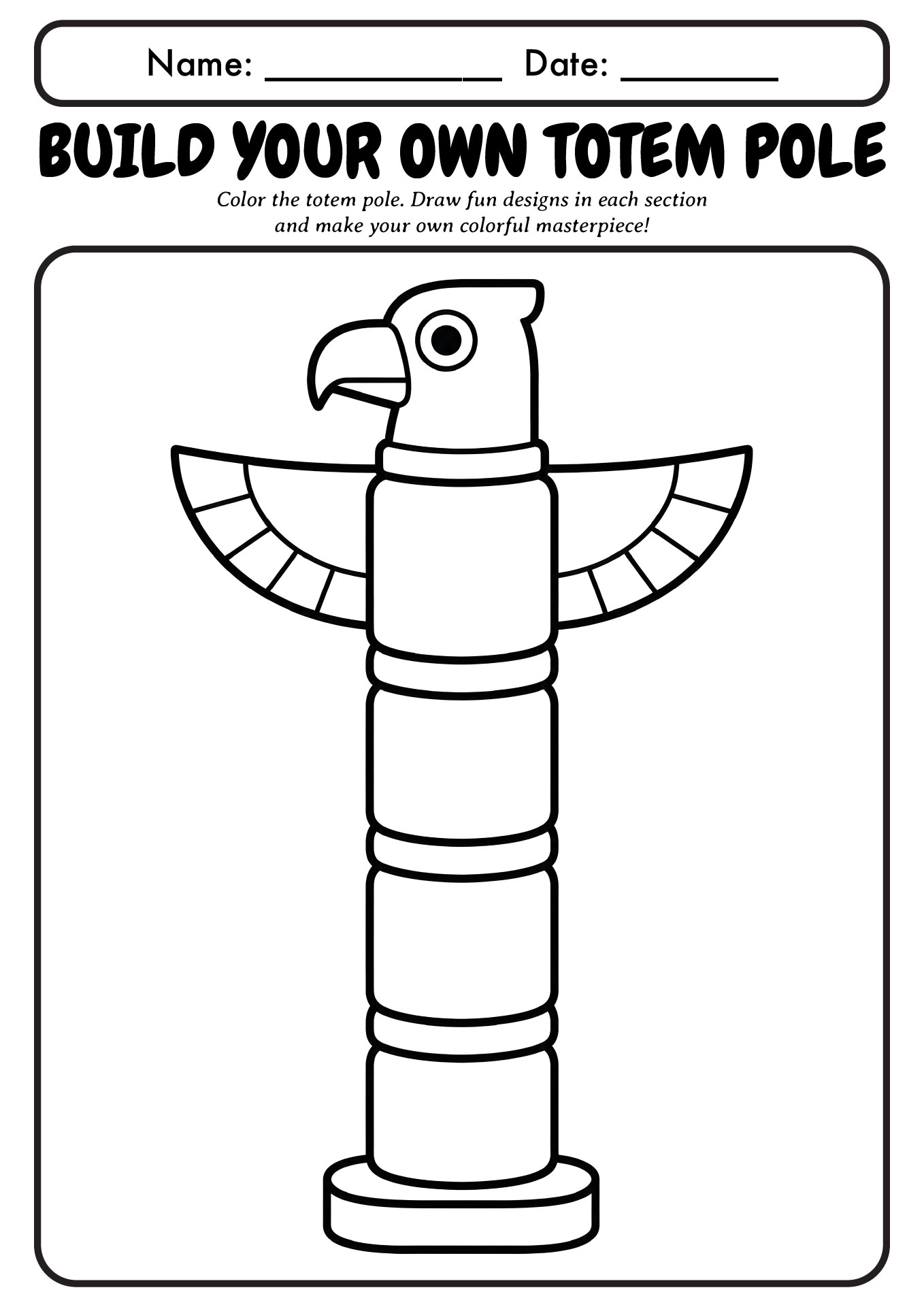 Kids Totem Pole Project Printable