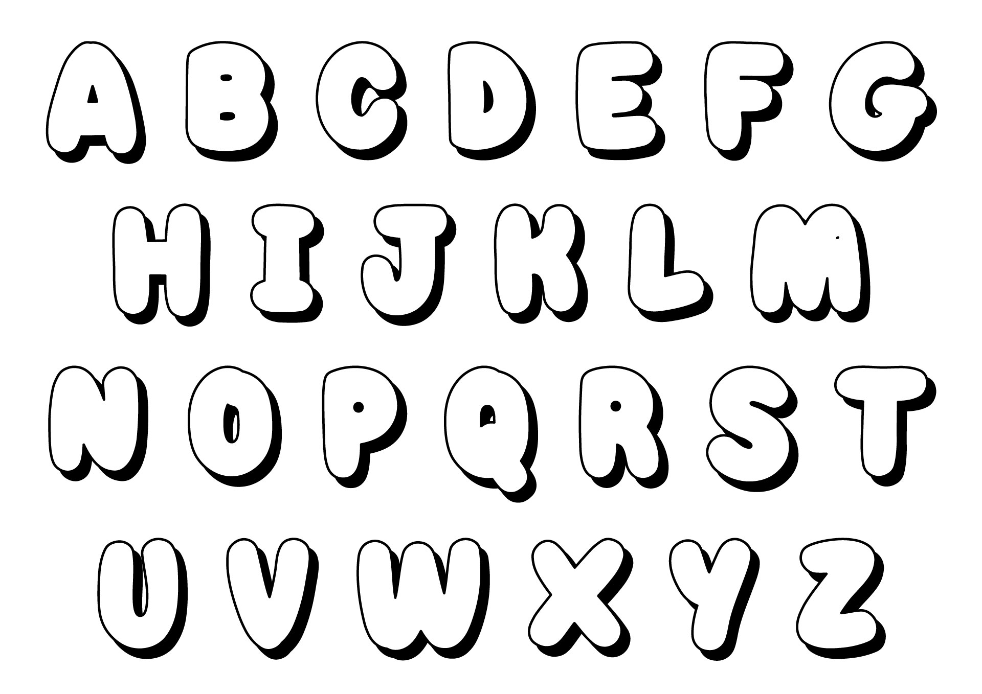 Large Printable Bubble Letters Alphabet