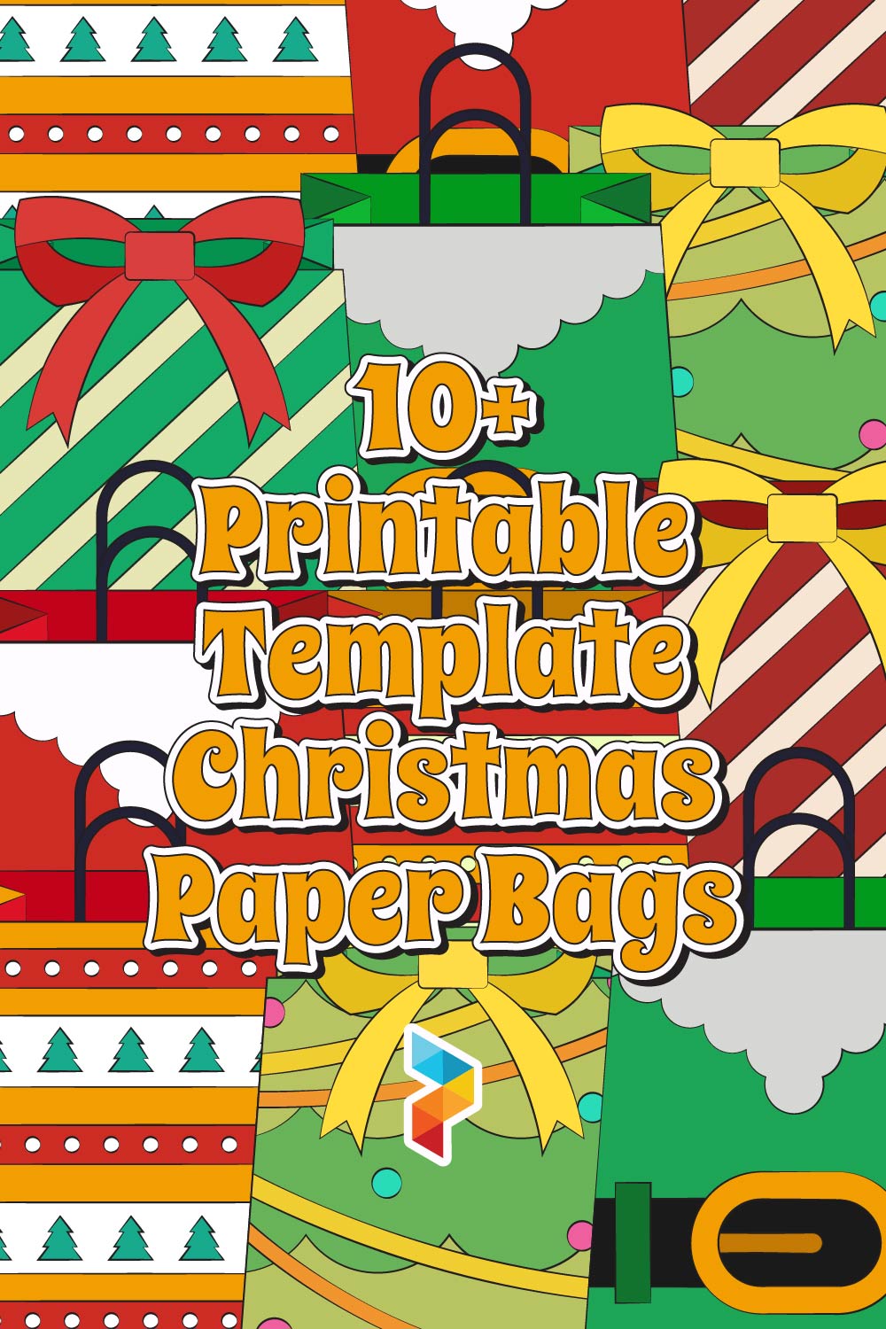 Printable Template Christmas Paper Bags