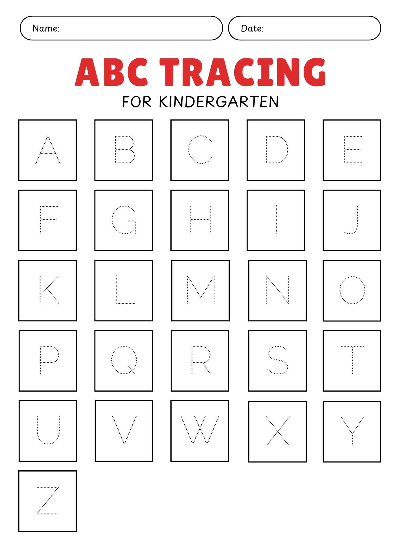 Printable ABC Tracing Sheets for Kindergarten